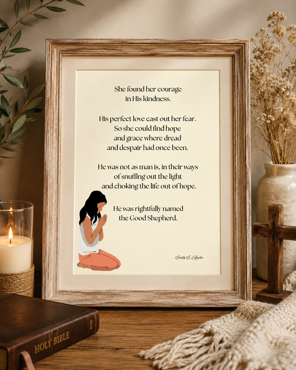 She Found Her Courage Digital Download | Christian Wall Art | Good Shepherd Printable