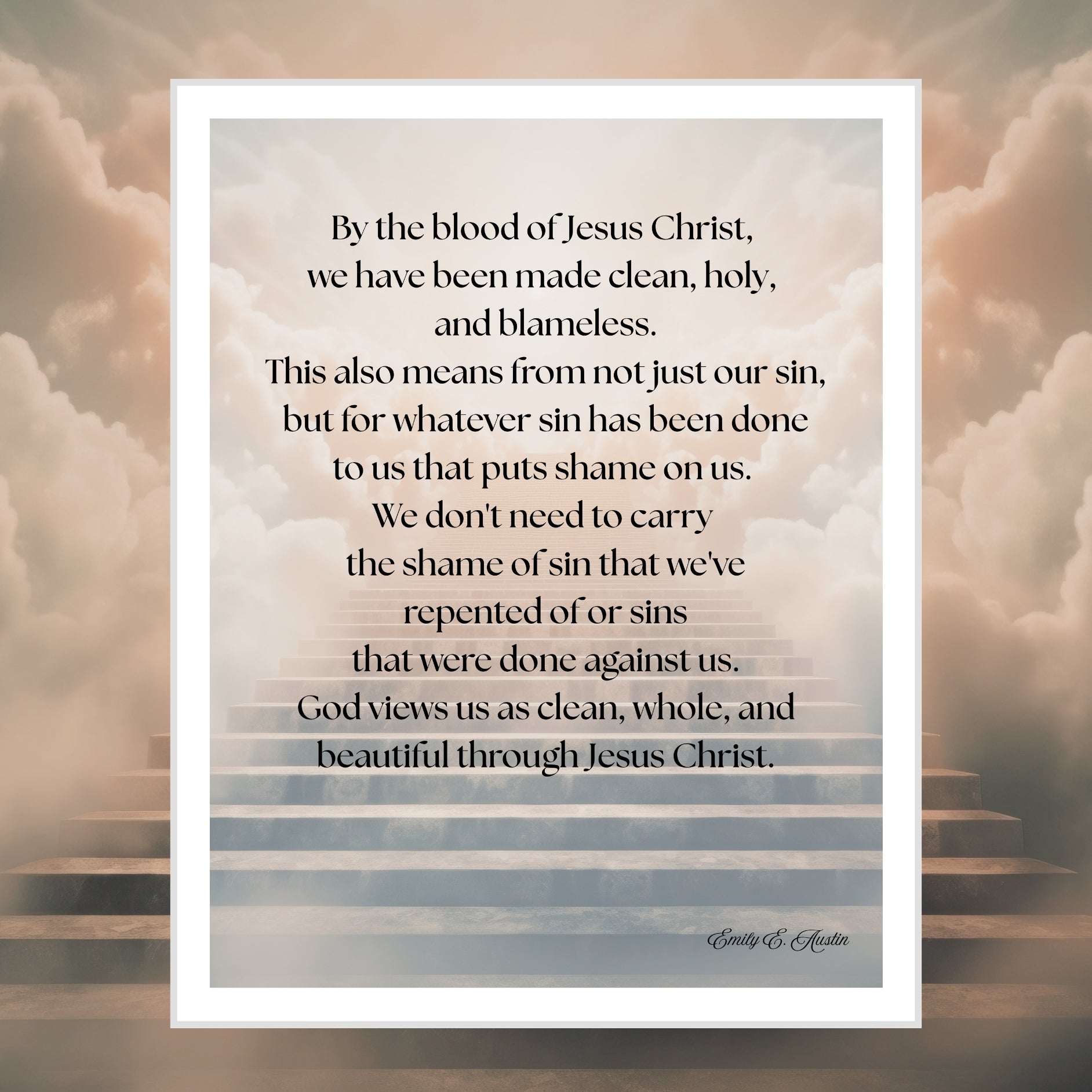 Mindful meditation quote, digital download, God Views Us, stairway design, wall art