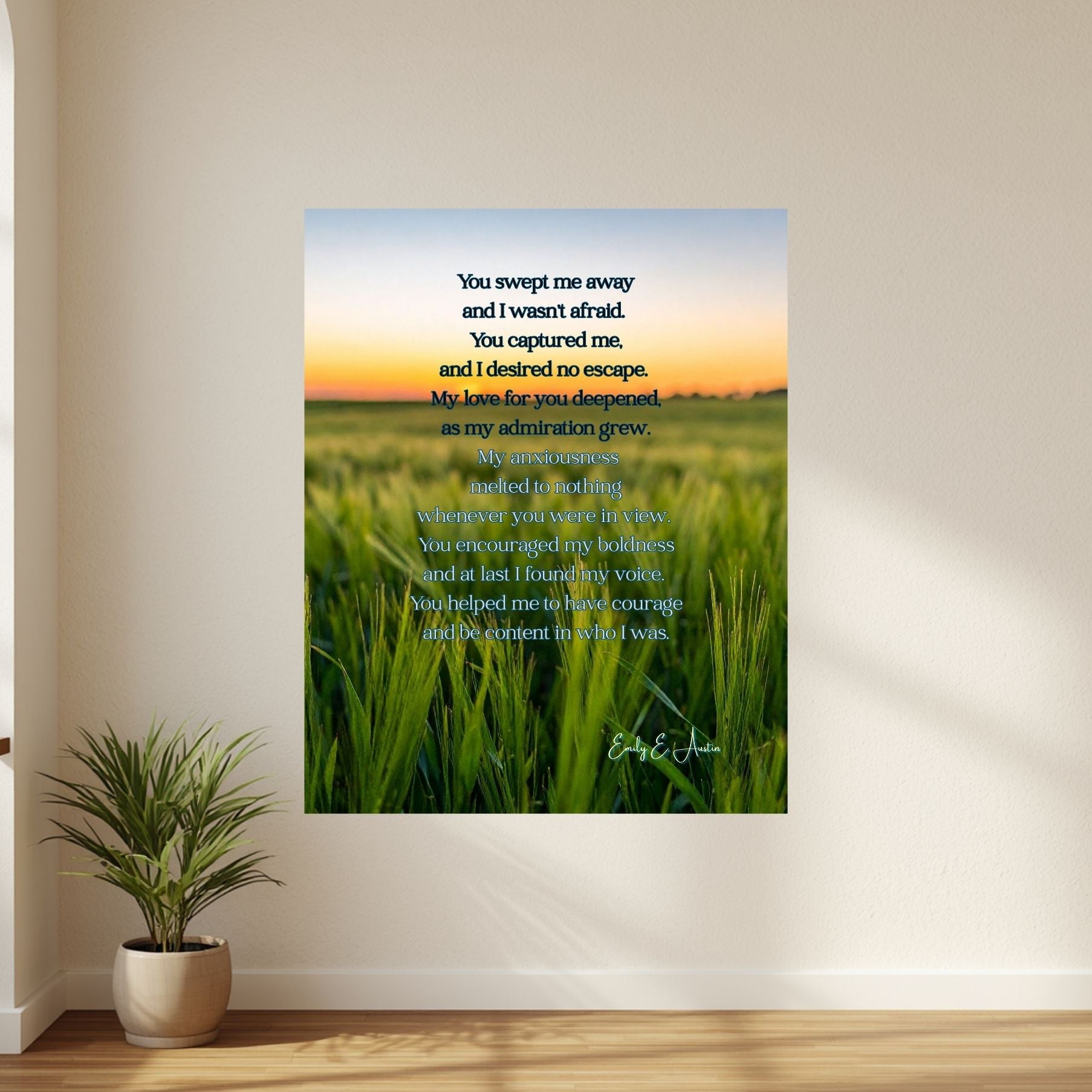Original Love Poem Digital Download, Sunset Field Printable Wall Art, Romantic Nature Decor