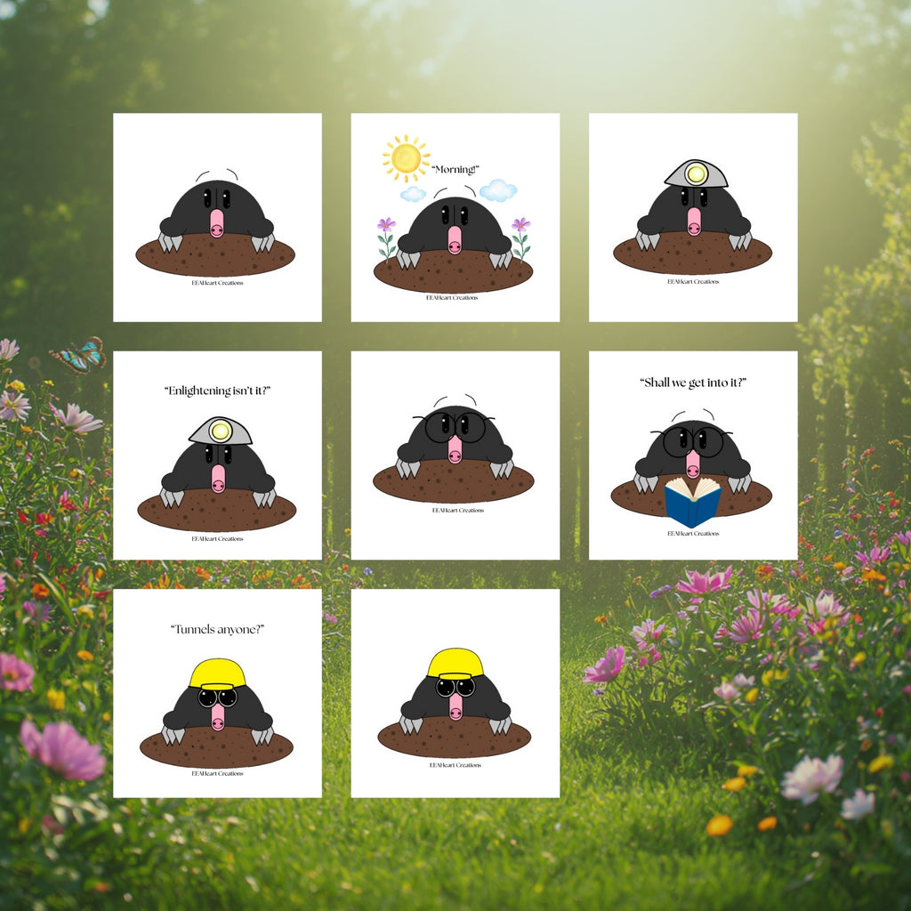 Cute Mole Stickers Digital Download Funny Garden Animal Sticker Bundle