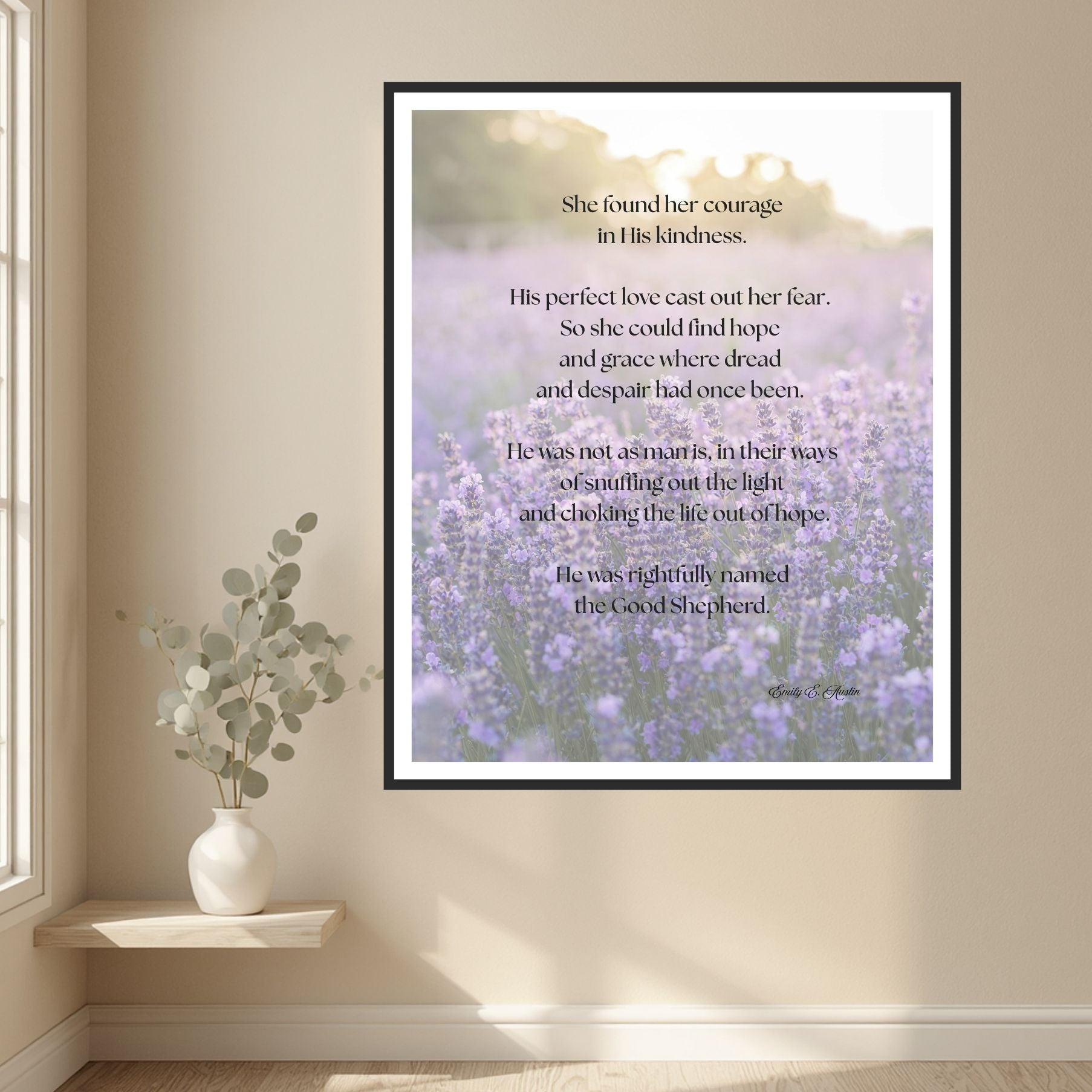 She Found Her Courage Digital Print | Lavender Field Christian Wall Art