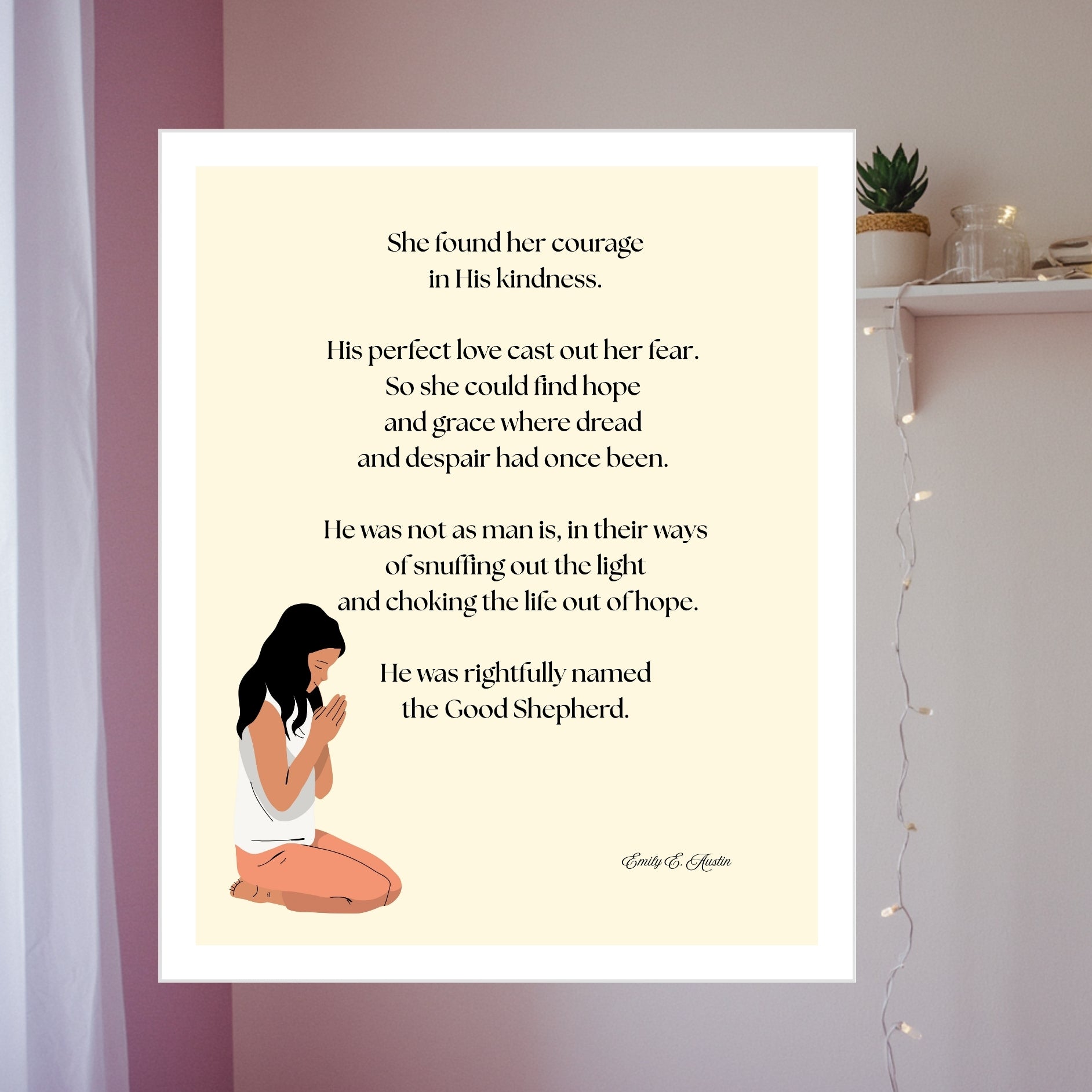 She Found Her Courage Digital Download | Christian Wall Art | Good Shepherd Printable