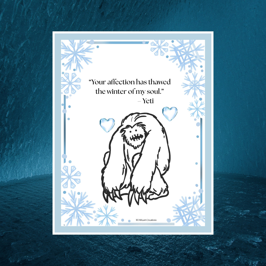 Yeti in Love Cryptid Romance Poster Digital Download