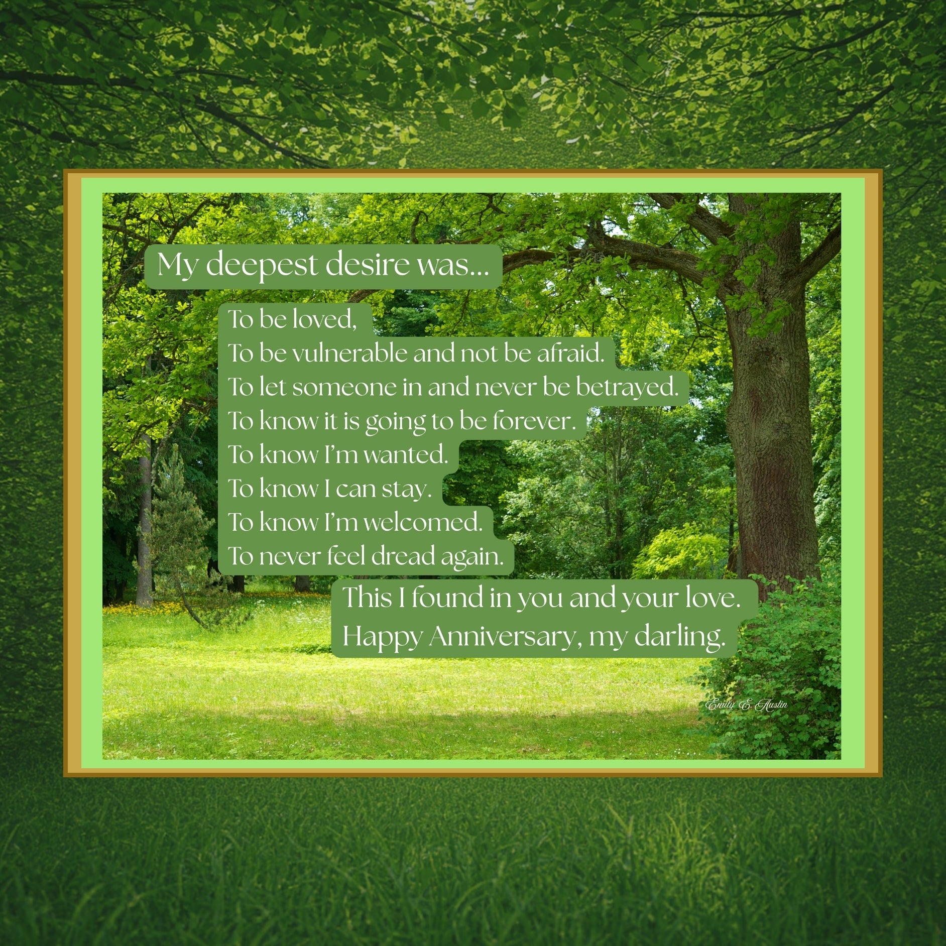 Anniversary Card Digital Download Peaceful Forest Design