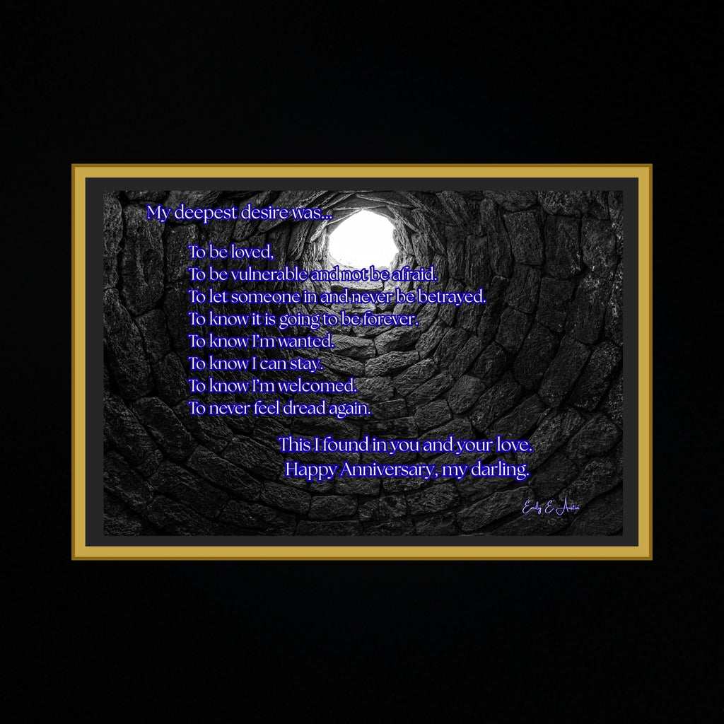 Anniversary Card Digital Download Rustic Stone Well Design