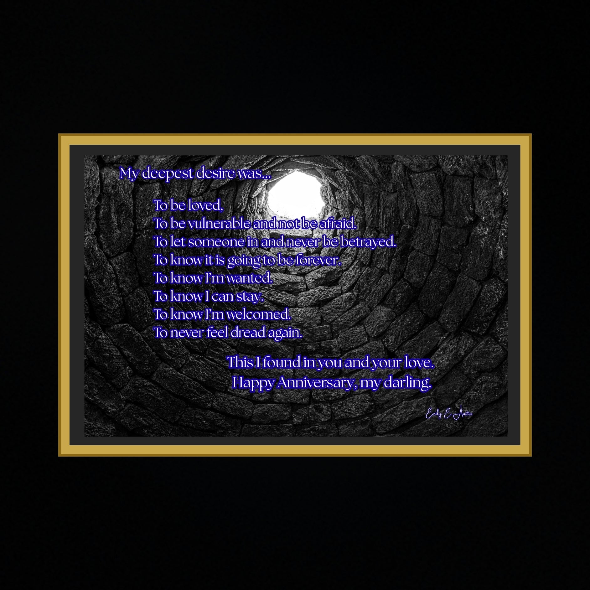 Anniversary Card Digital Download Rustic Stone Well Design