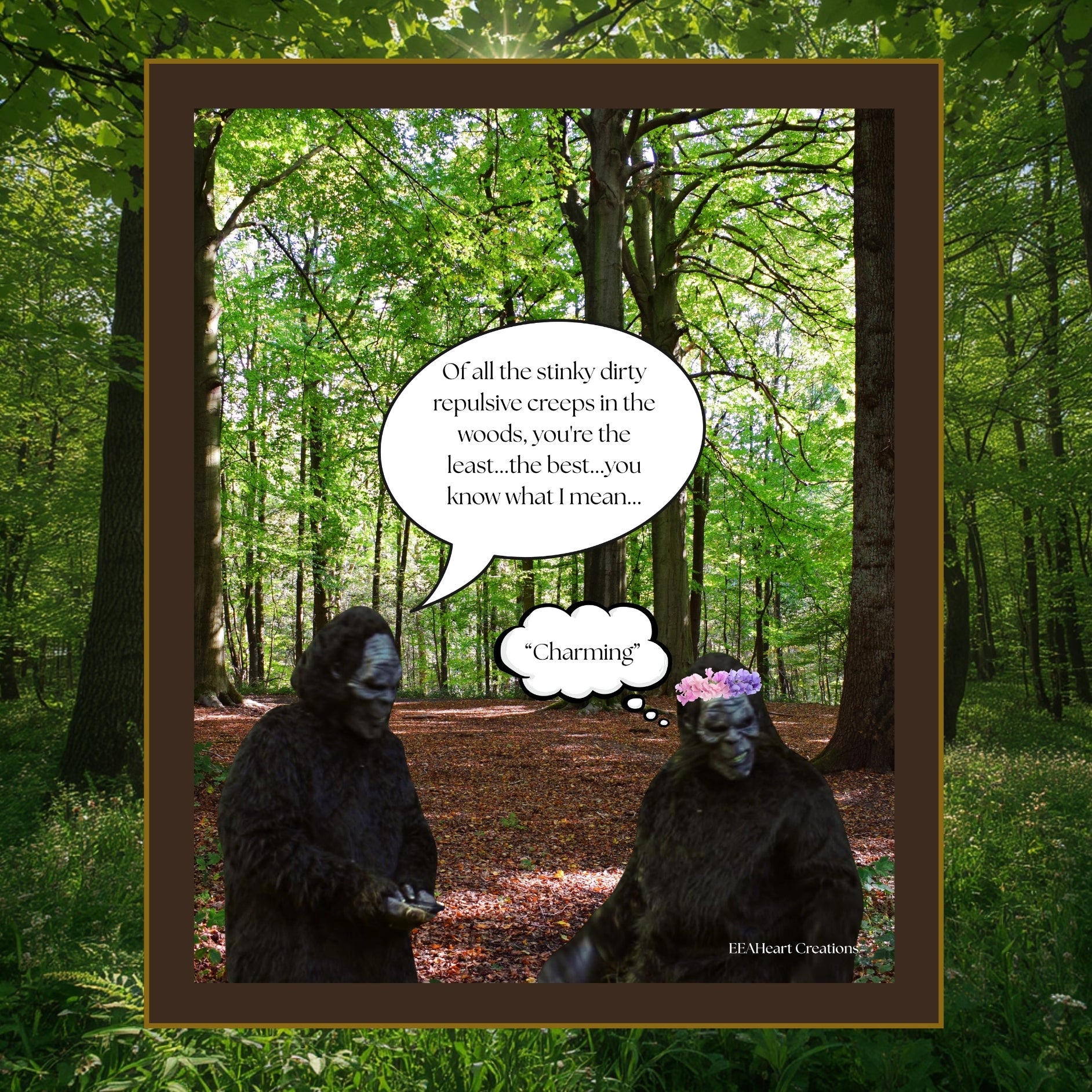 Bigfoot Romance Poster Digital Download Funny Cryptid Wall Art