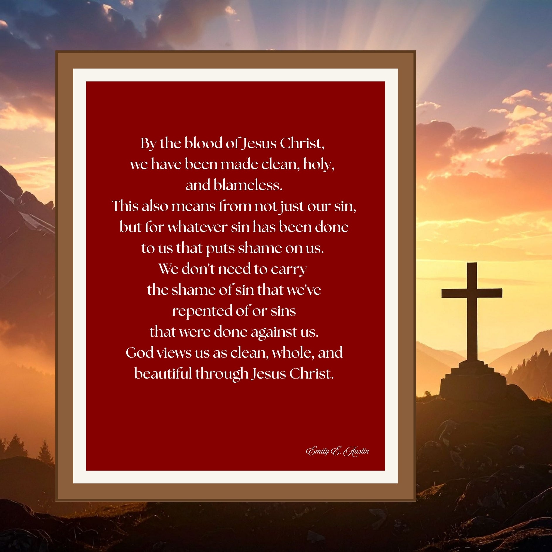 Mindful meditation quote, digital download, God Views Us, red design, wall art