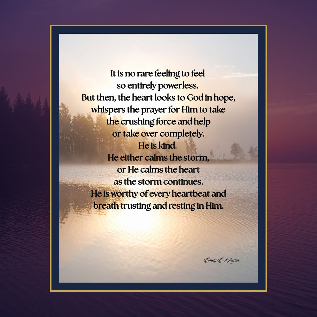 Calm the Storm wall art, quiet lake design, spiritual quote, digital download poster