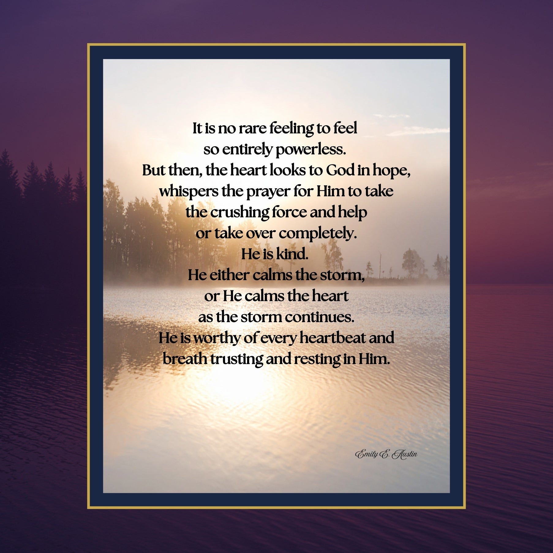 Calm the Storm wall art, quiet lake design, spiritual quote, digital download poster