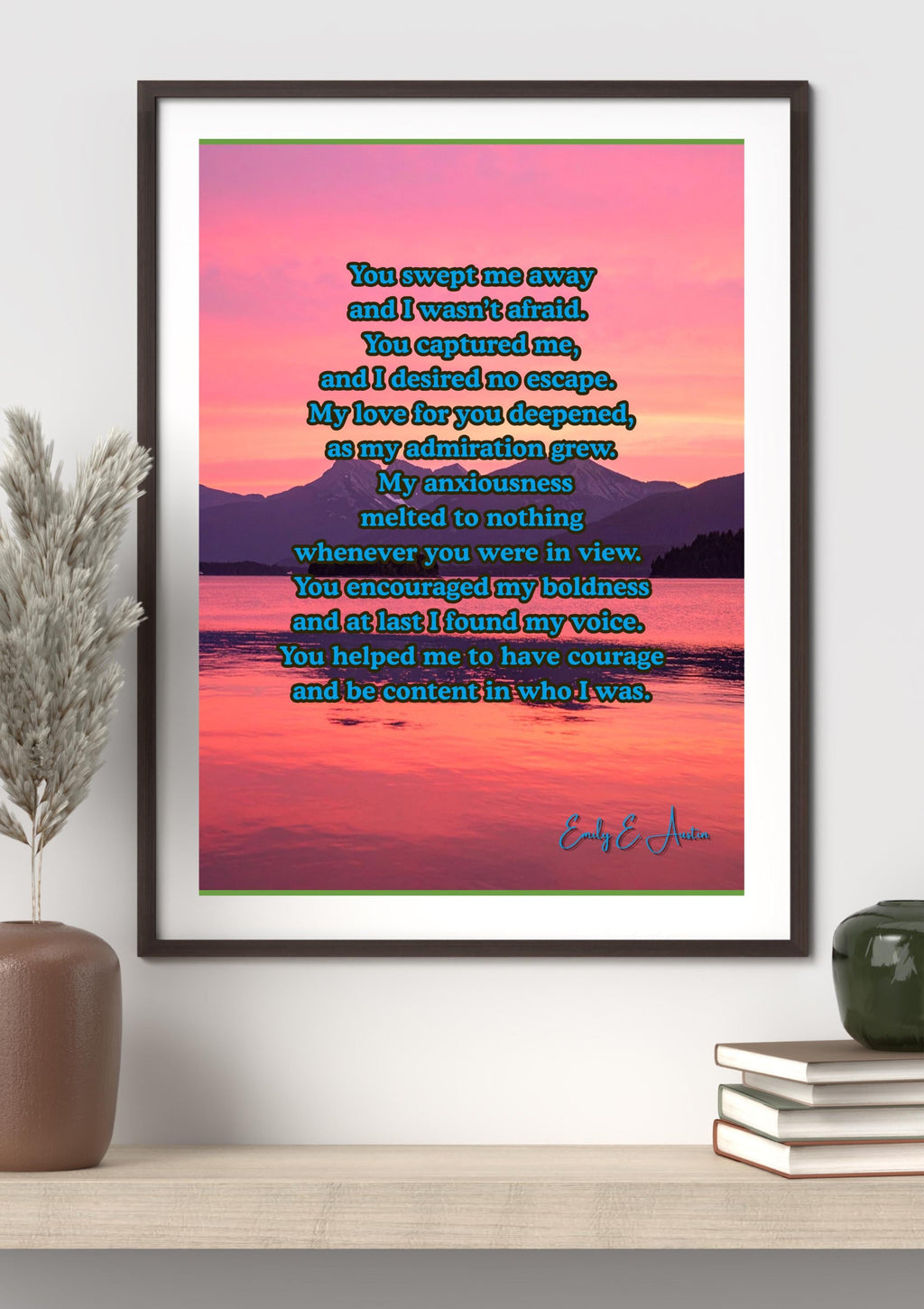 Love Poem Wall Art - "You Swept me Away" - Sunset Design - Printable Poster