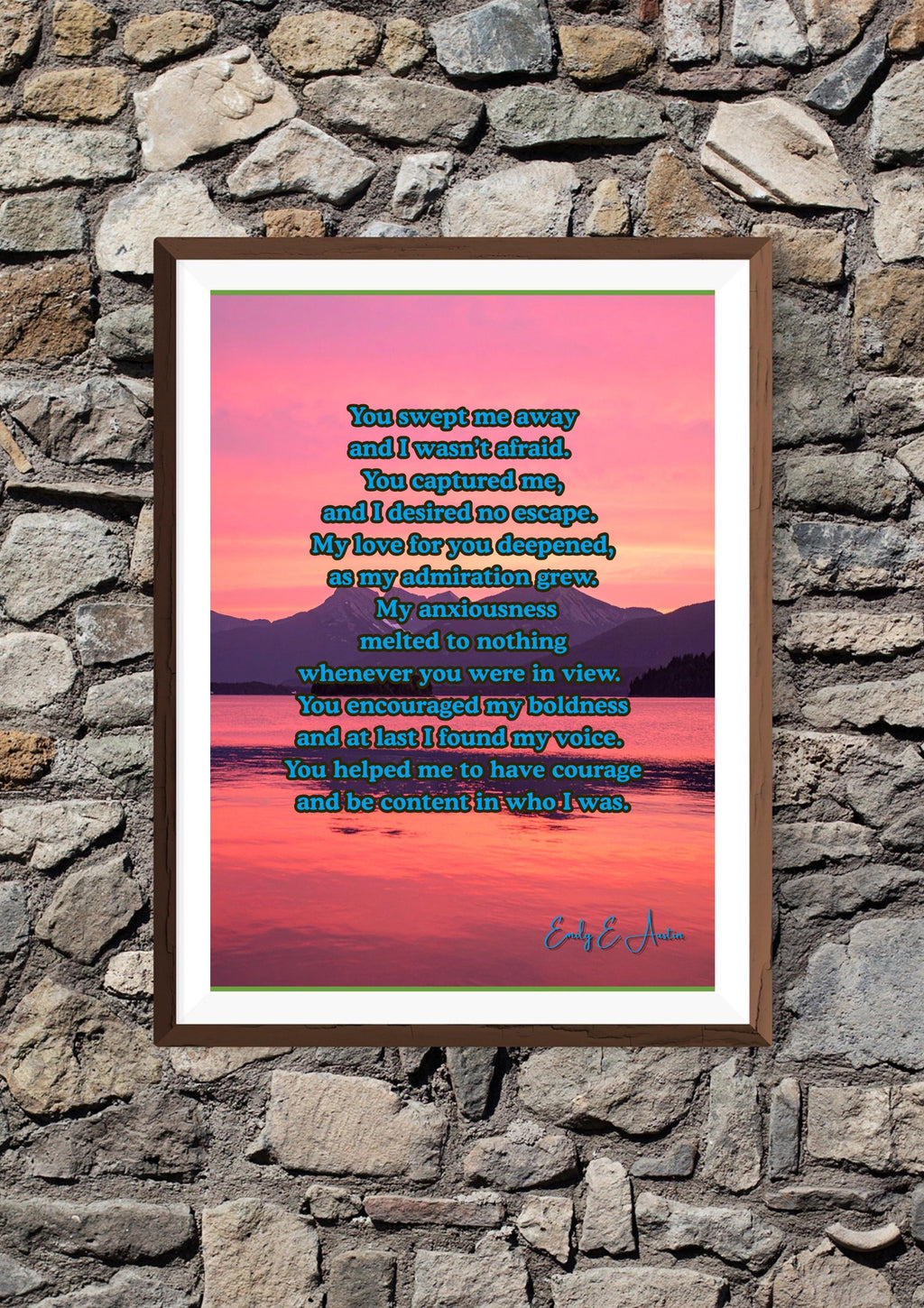Love Poem Wall Art - "You Swept me Away" - Sunset Design - Printable Poster