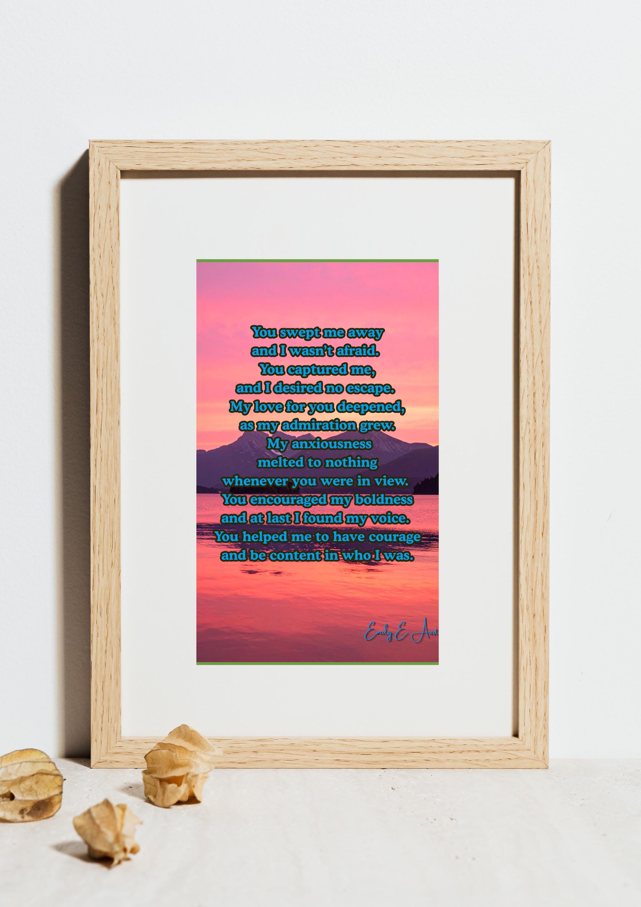 Love Poem Wall Art - "You Swept me Away" - Sunset Design - Printable Poster