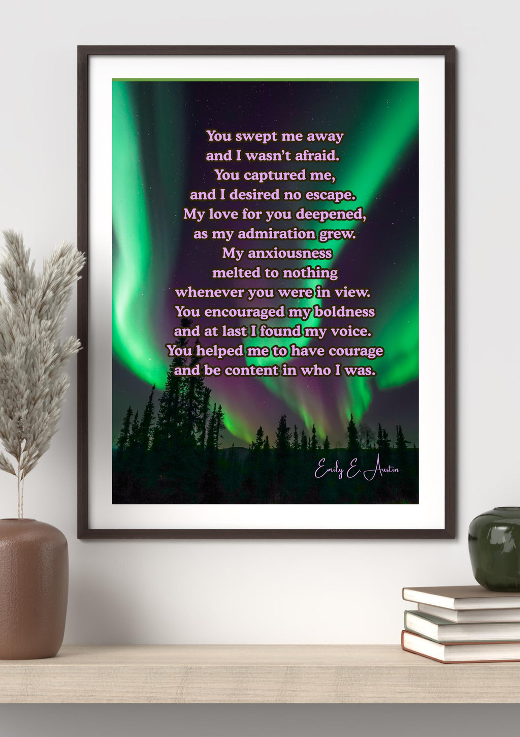 Romantic Poetry "You Swept Me Away" - Northen Lights Design - Printable Poster