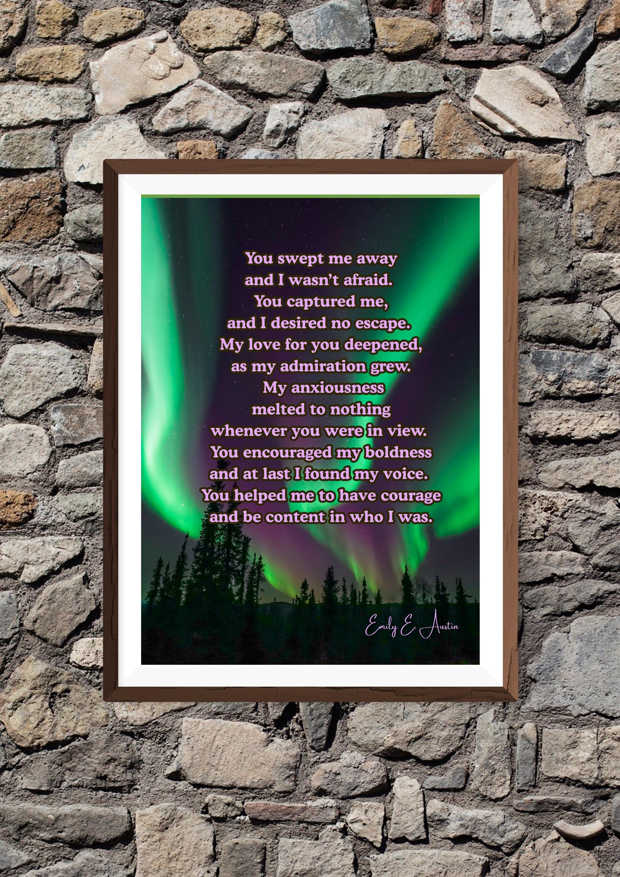 Romantic Poetry "You Swept Me Away" - Northen Lights Design - Printable Poster