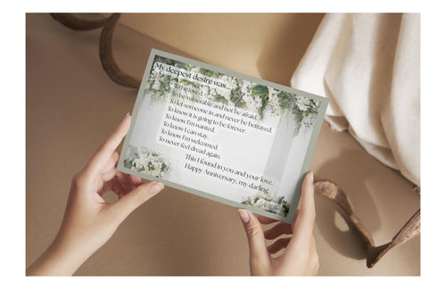 Romantic Anniversary Card - "My Deepest Desire" - White Flowers Design