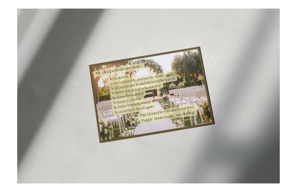 Poetry Anniversary Card - "My Deepest Desire" - Wedding Sunset Design - Digital Download