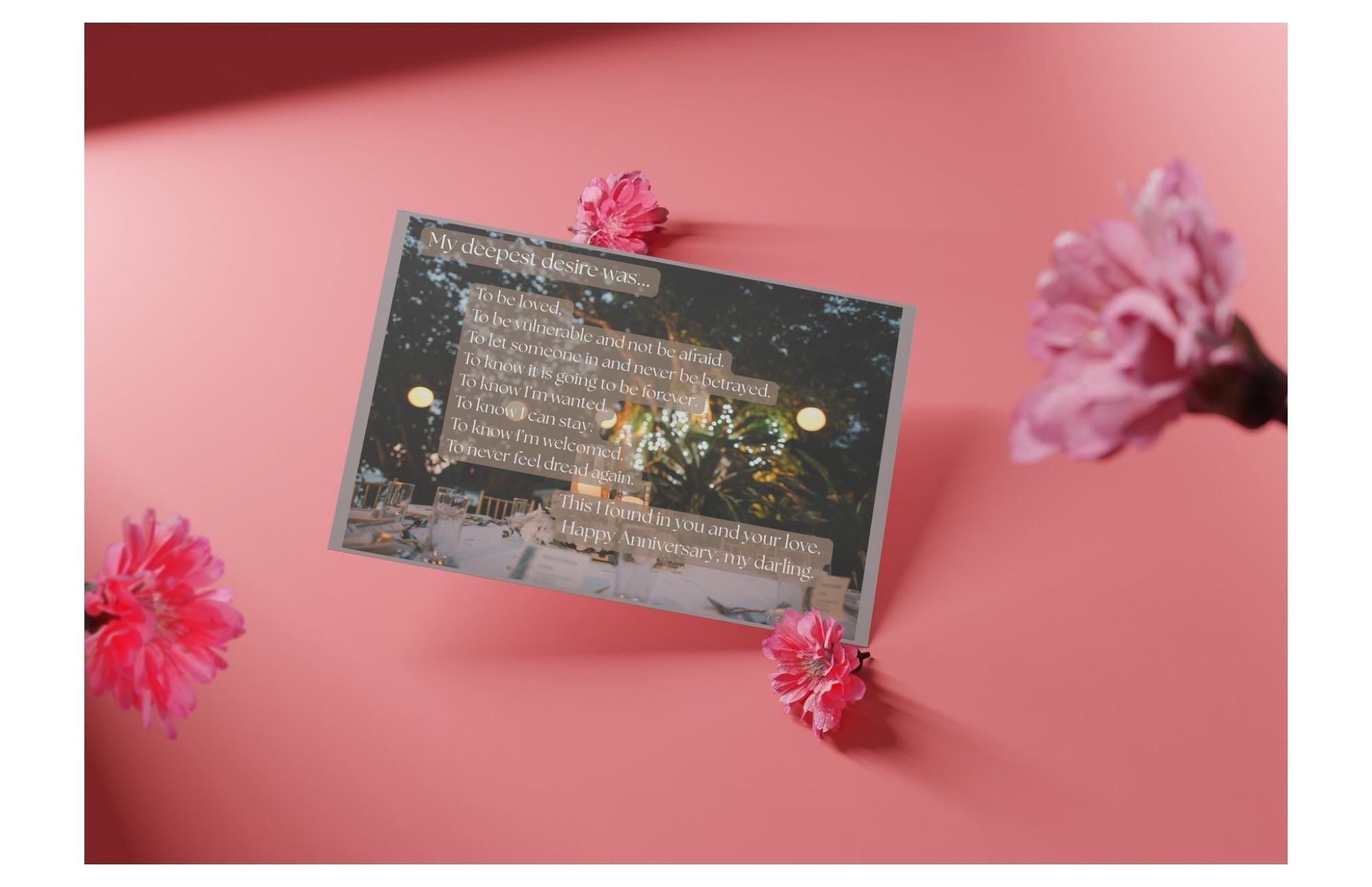 Anniversary Card "My Deepest Desire" - Wedding Table
