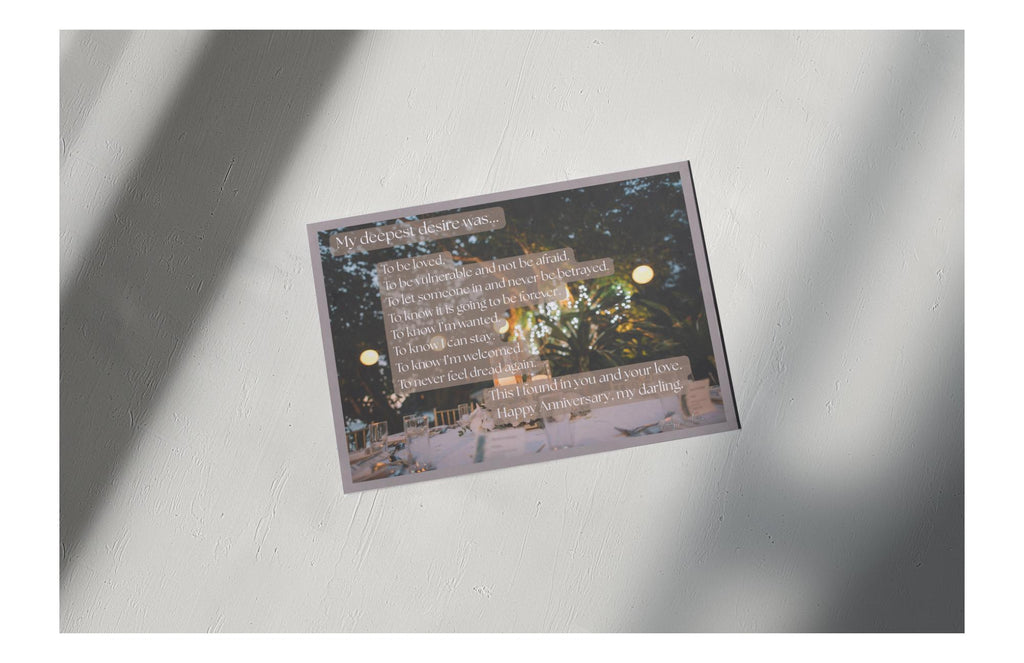Anniversary Card "My Deepest Desire" - Wedding Table