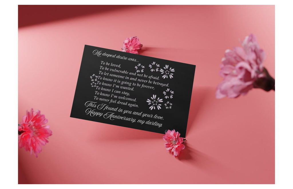 Romantic Anniversary Card - "My Deepest Desire" - Black Design - Digital/Printable Card