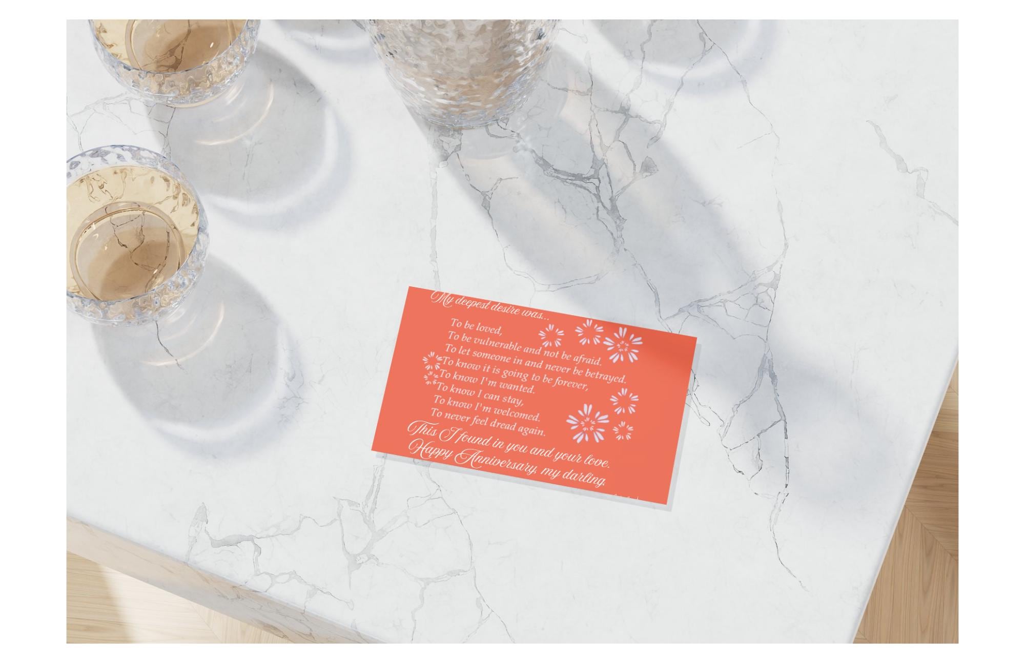Anniversary Card for Her - "My Deepest Desire" - Orange Design - Digital/Printable Card