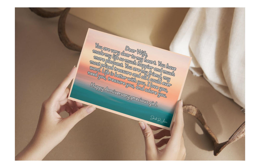 Anniversary Card for Her -"Dear Wife" - Sunset Design - Digital/Printable Card