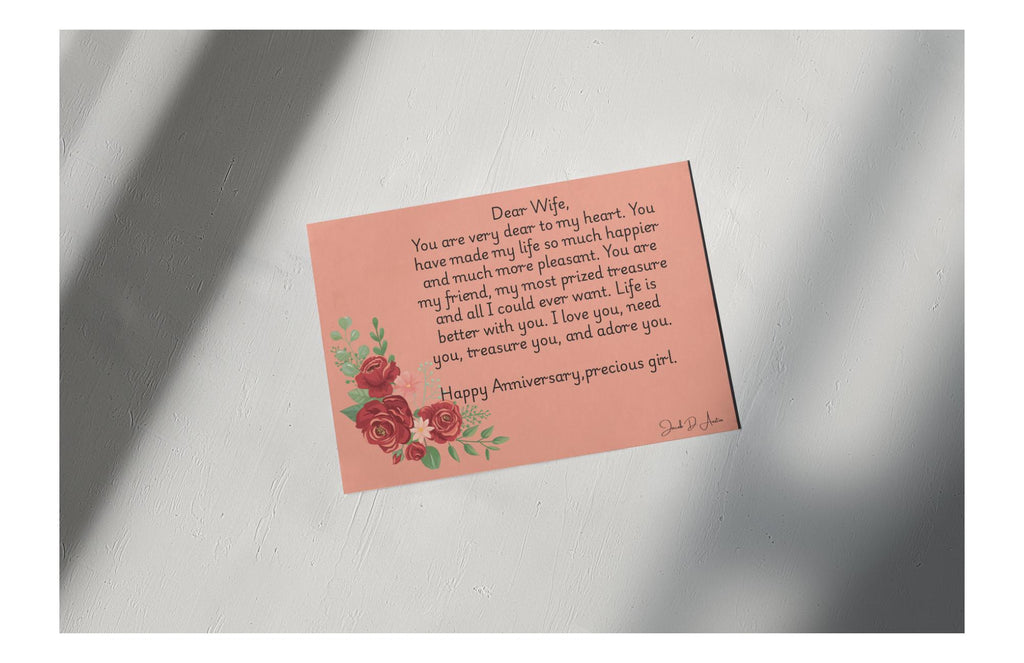 Anniversary Card "Dear Wife" - Pink