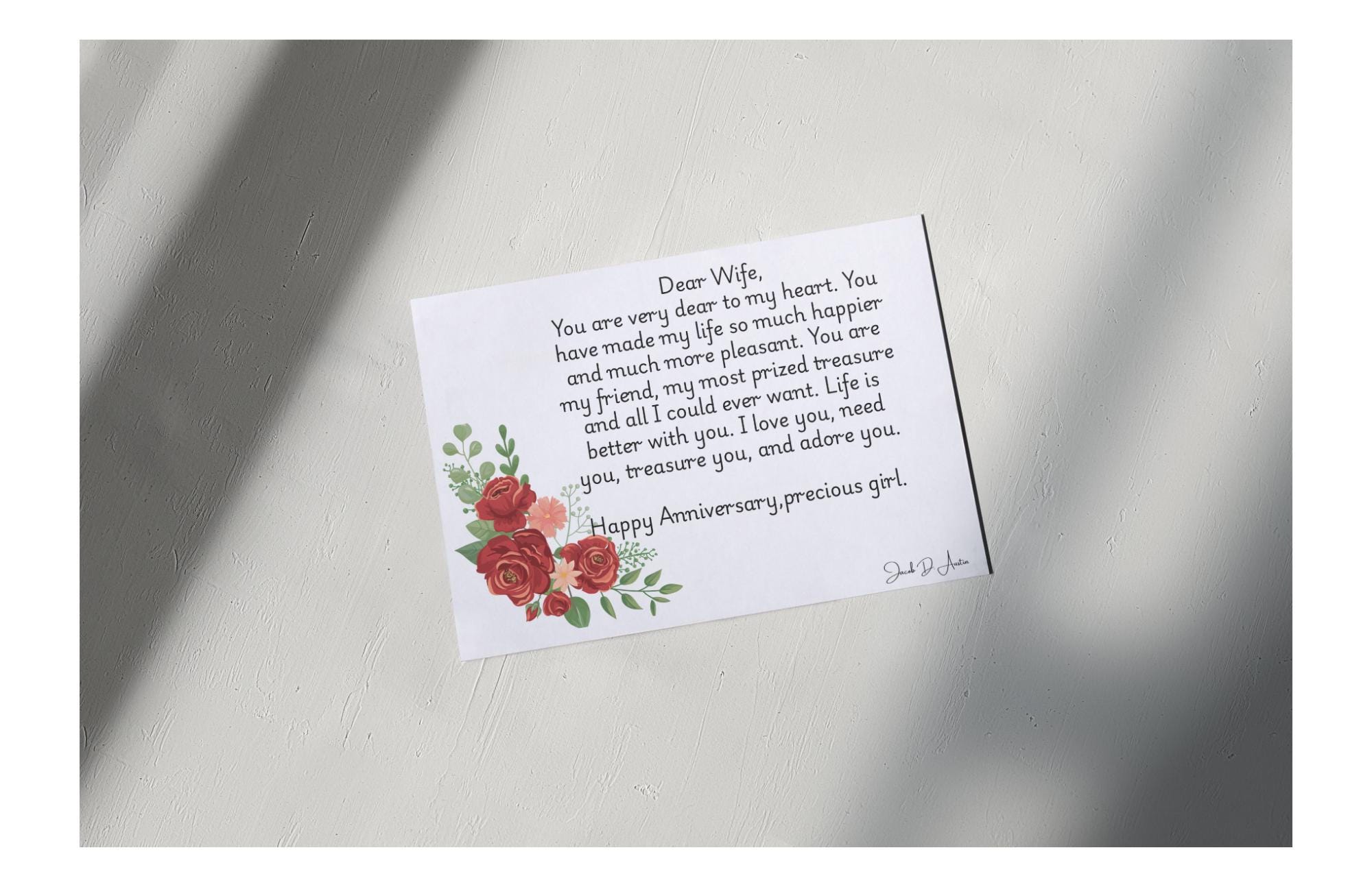 Anniversary Card "Dear Wife" - White