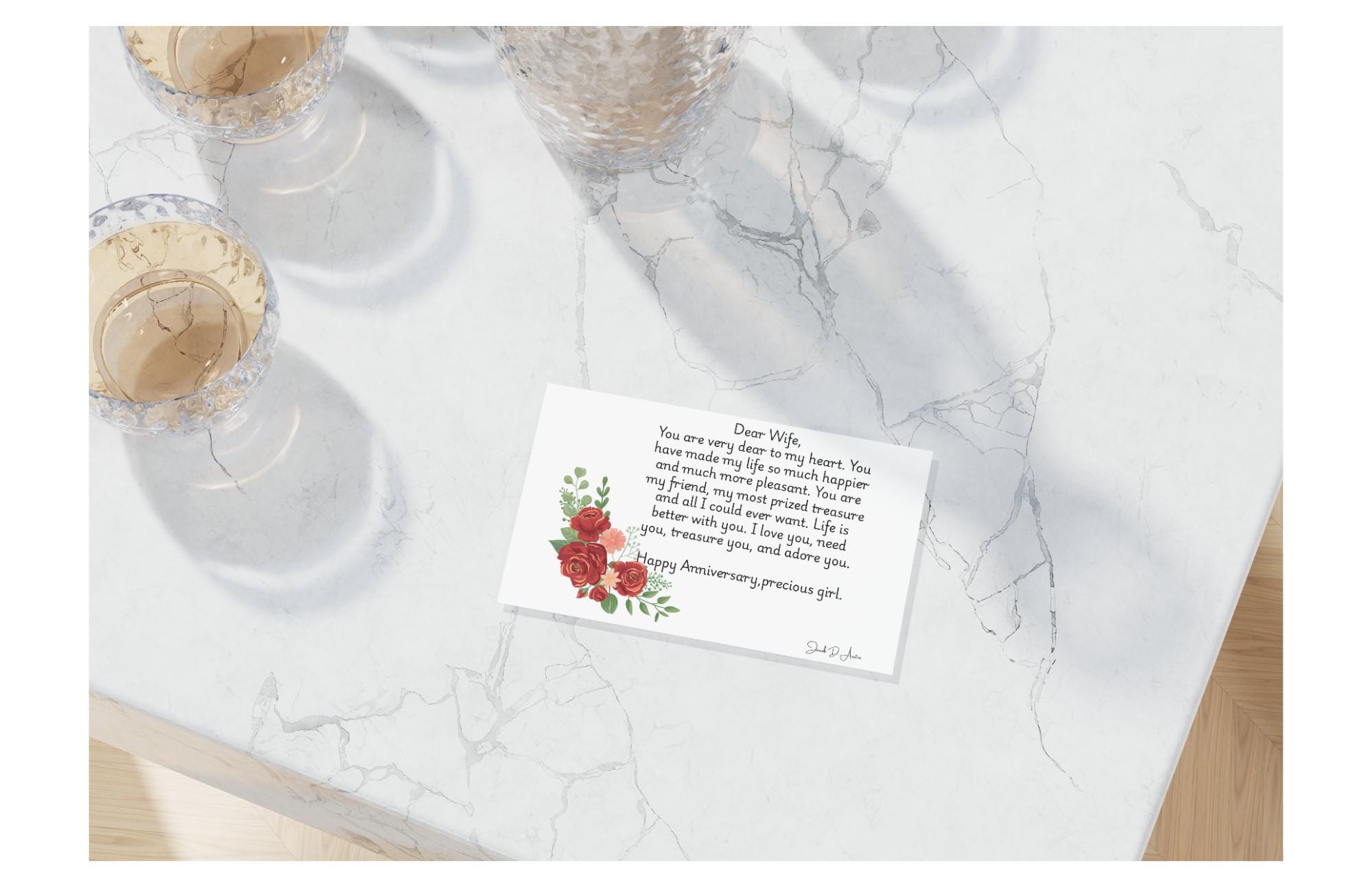 Anniversary Card "Dear Wife" - White