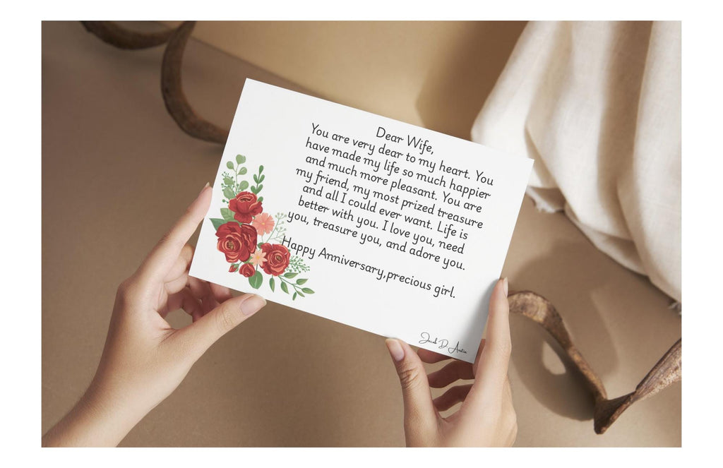 Anniversary Card "Dear Wife" - White