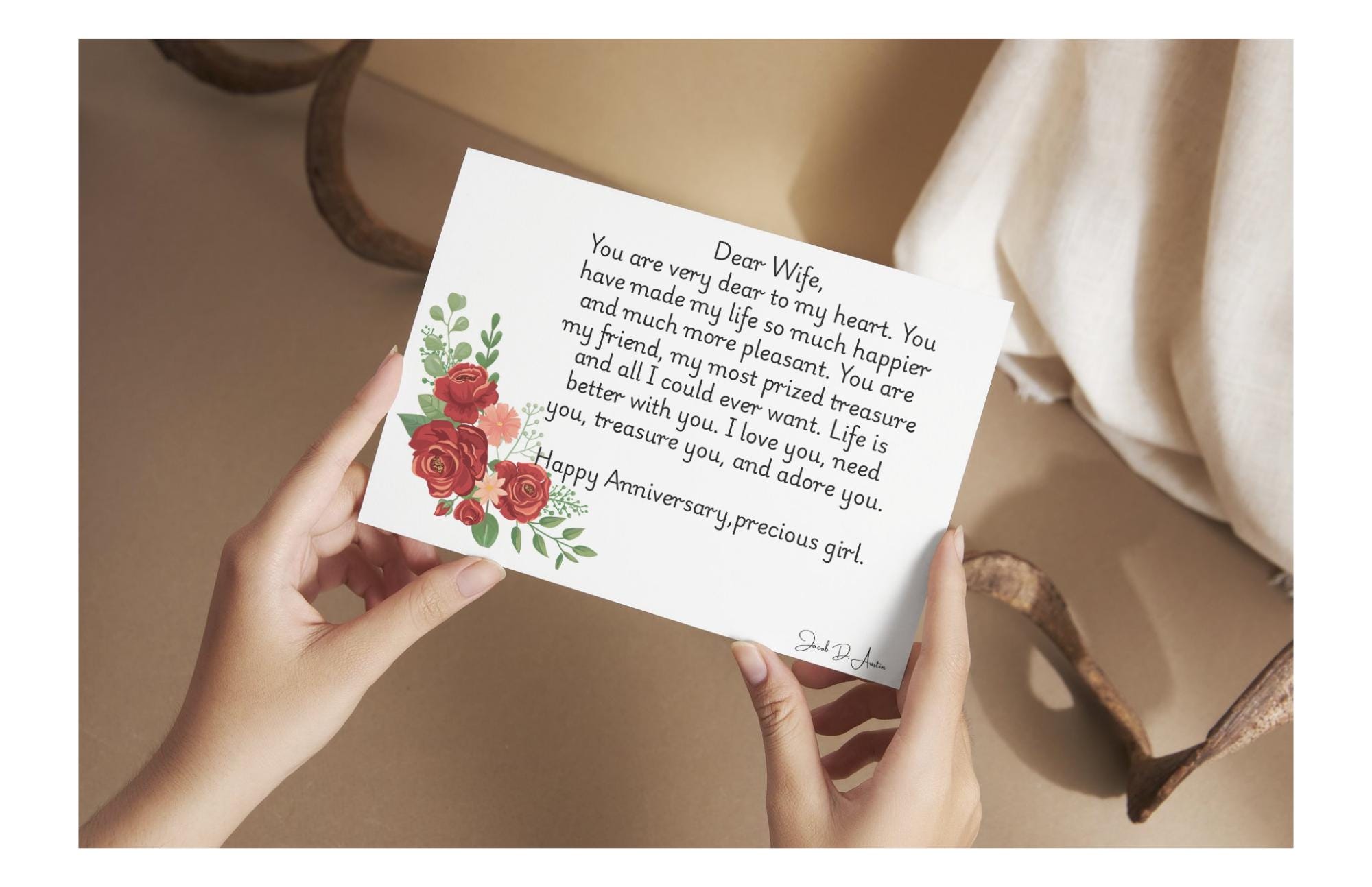 Anniversary Card "Dear Wife" - White