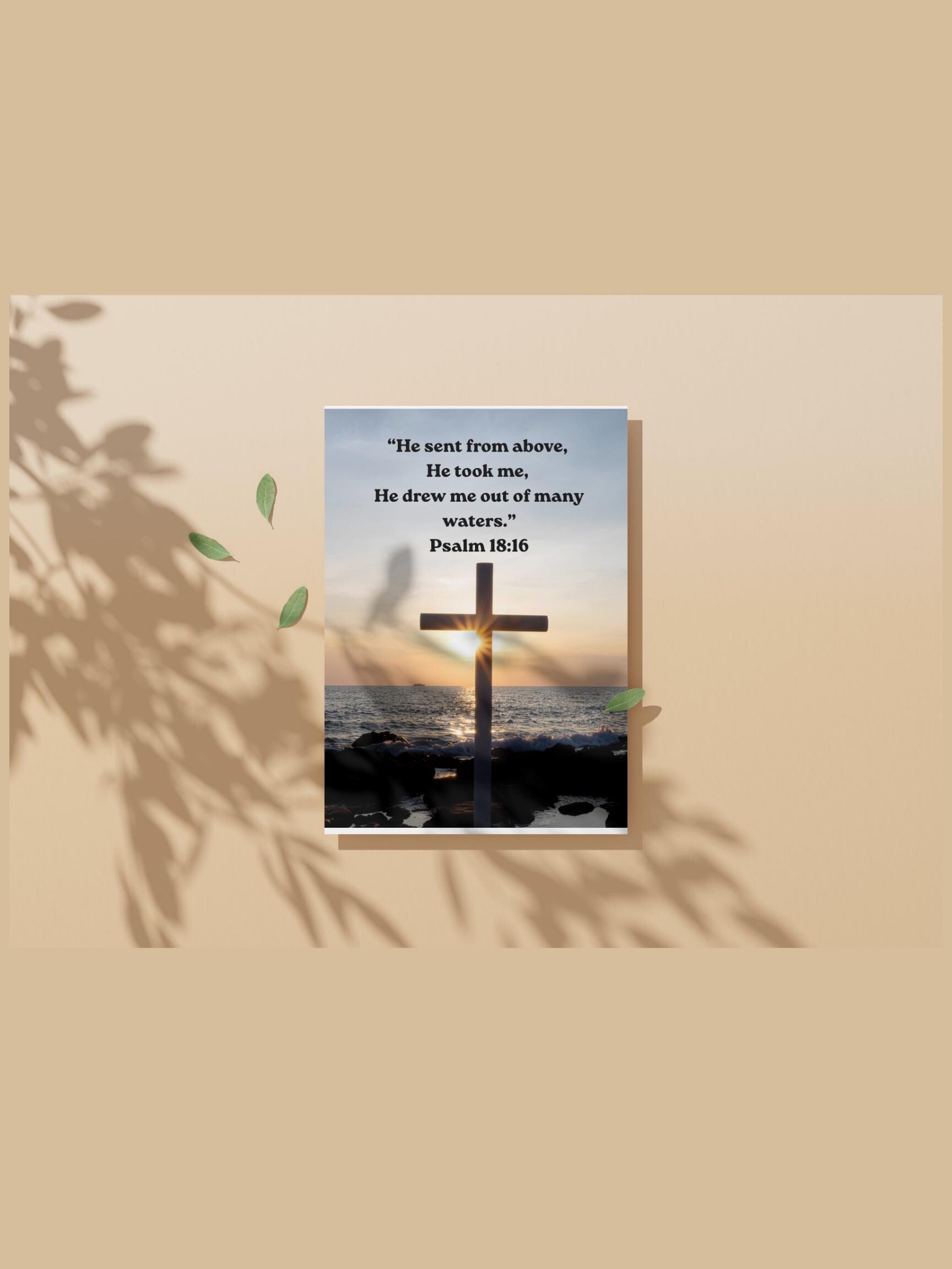 Bible Verse Art - Psalm 18:16 "He Sent from above." - Digital Download Poster