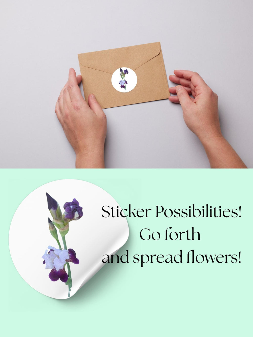 Purple flower sticker, matte vinyl decal for laptop water bottle journal, waterproof die cut