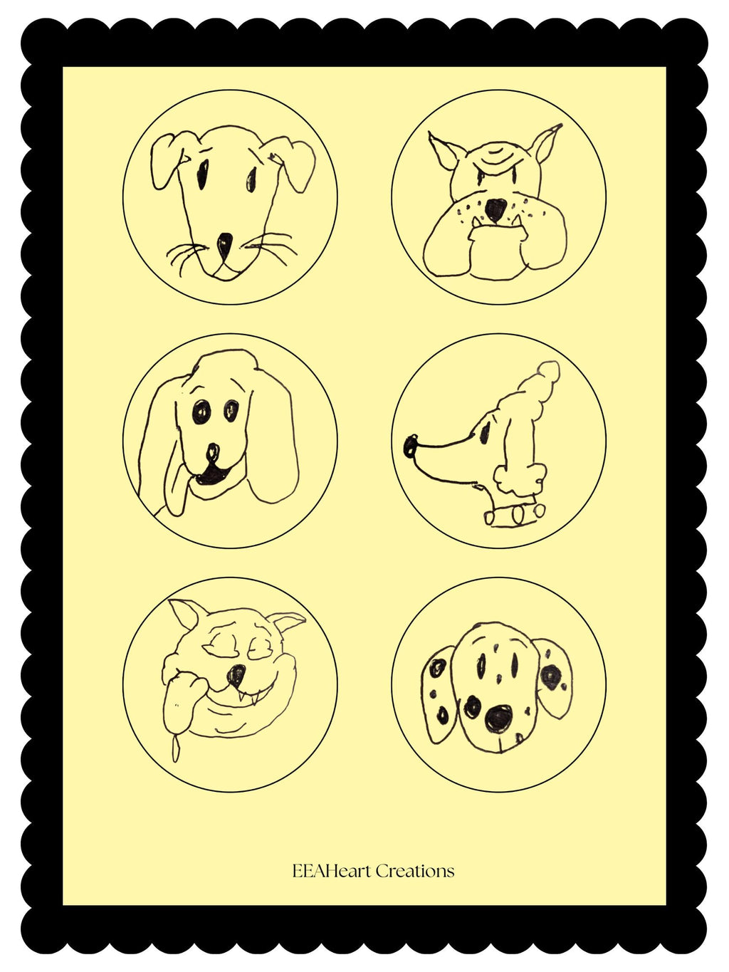 Doggy drawing stickers printable, hand-drawn dog decals, digital download PNG