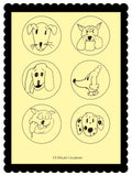 Doggy drawing stickers printable, hand-drawn dog decals, digital download PNG