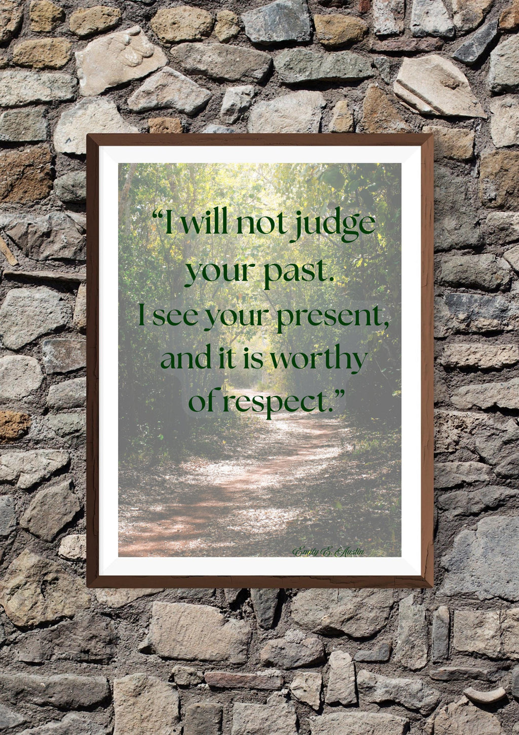 Motivational Wall Art Download, I Will Not Judge Quote, Nature Path Print, Digital Poster