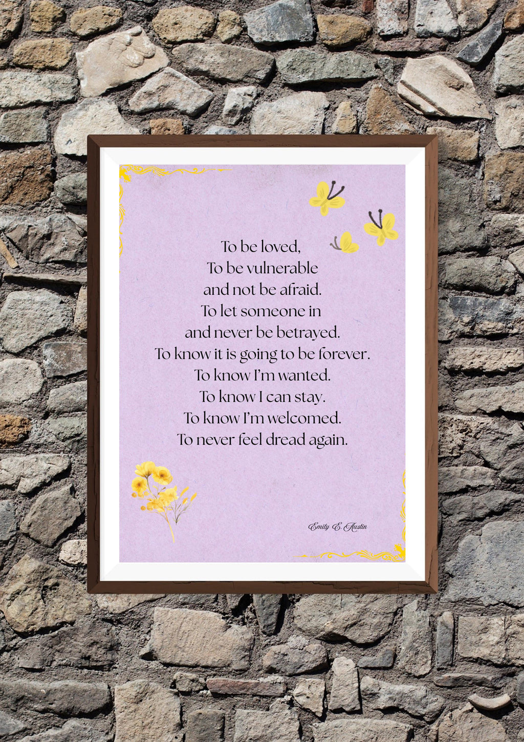 Romantic love poem art print, purple digital download poster, To Be Loved