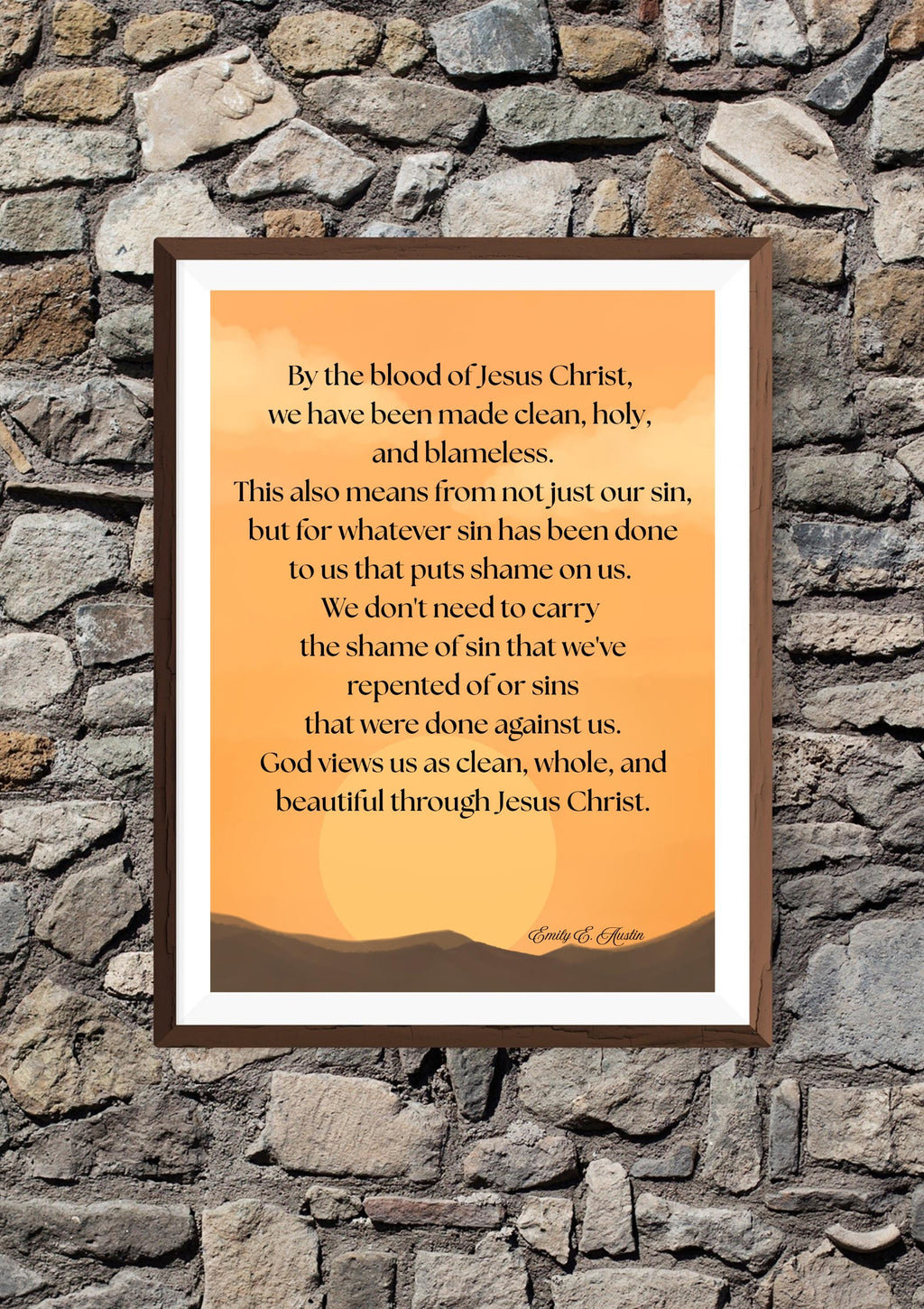 Mindful meditation quote digital download, God Views Us, sunset design, wall art
