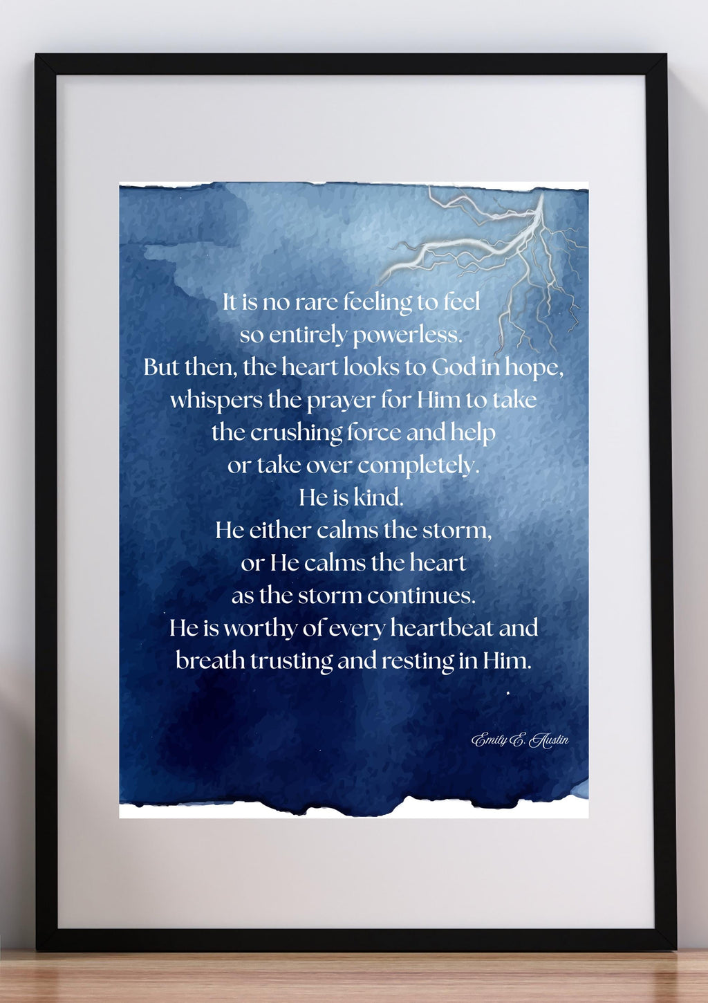 Calm the Storm wall art, spiritual quote printable, minimalist digital download poster