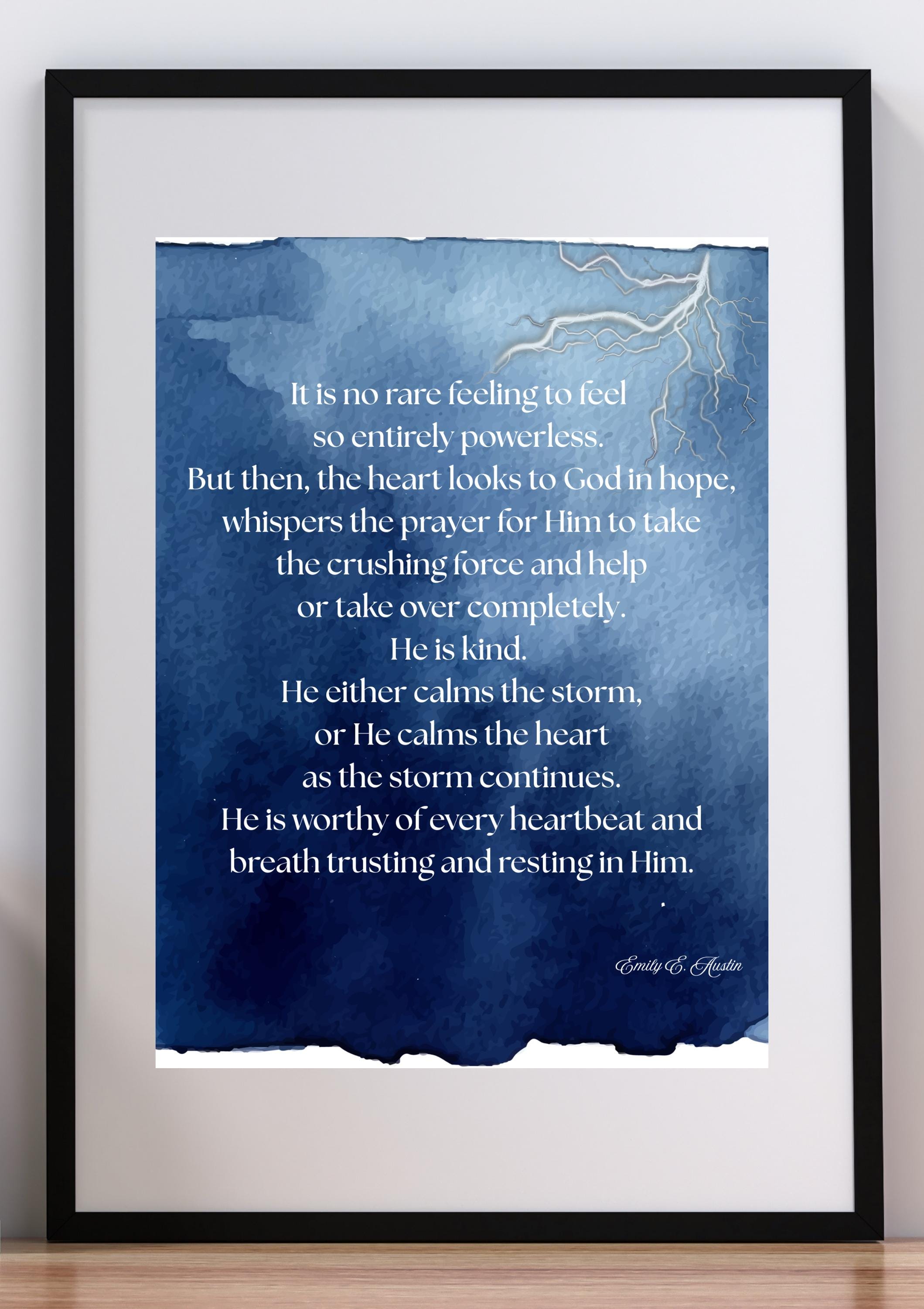 Calm the Storm wall art, spiritual quote printable, minimalist digital download poster