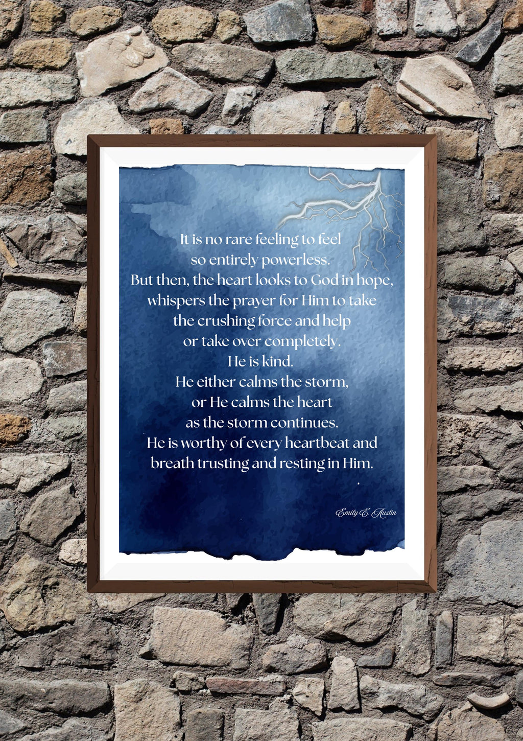 Calm the Storm wall art, spiritual quote printable, minimalist digital download poster