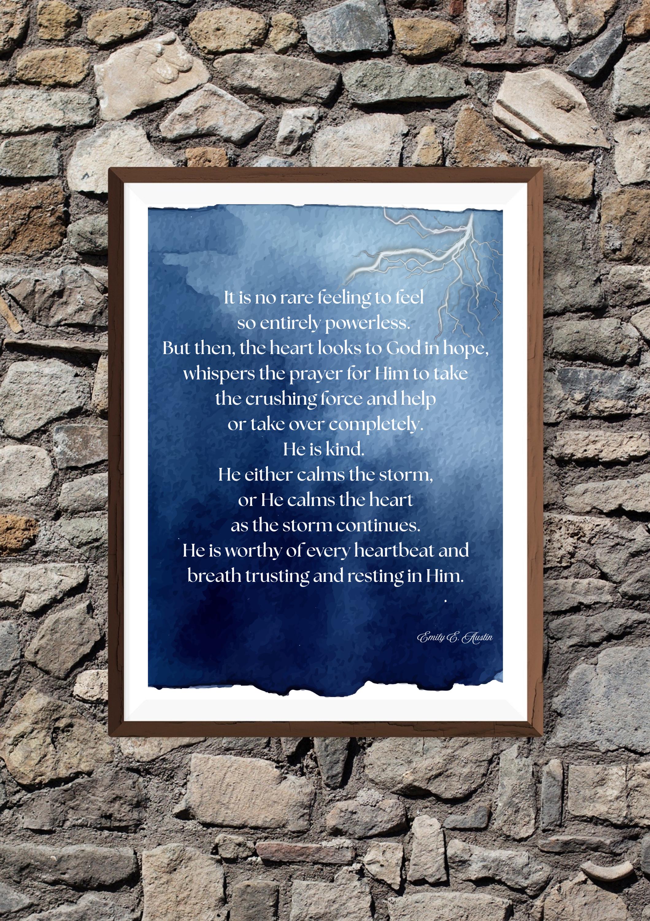 Calm the Storm wall art, spiritual quote printable, minimalist digital download poster