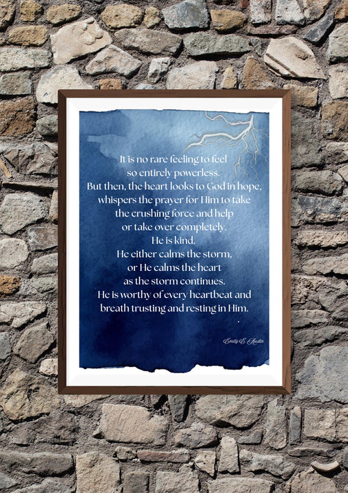 Calm the Storm wall art, spiritual quote printable, minimalist digital download poster