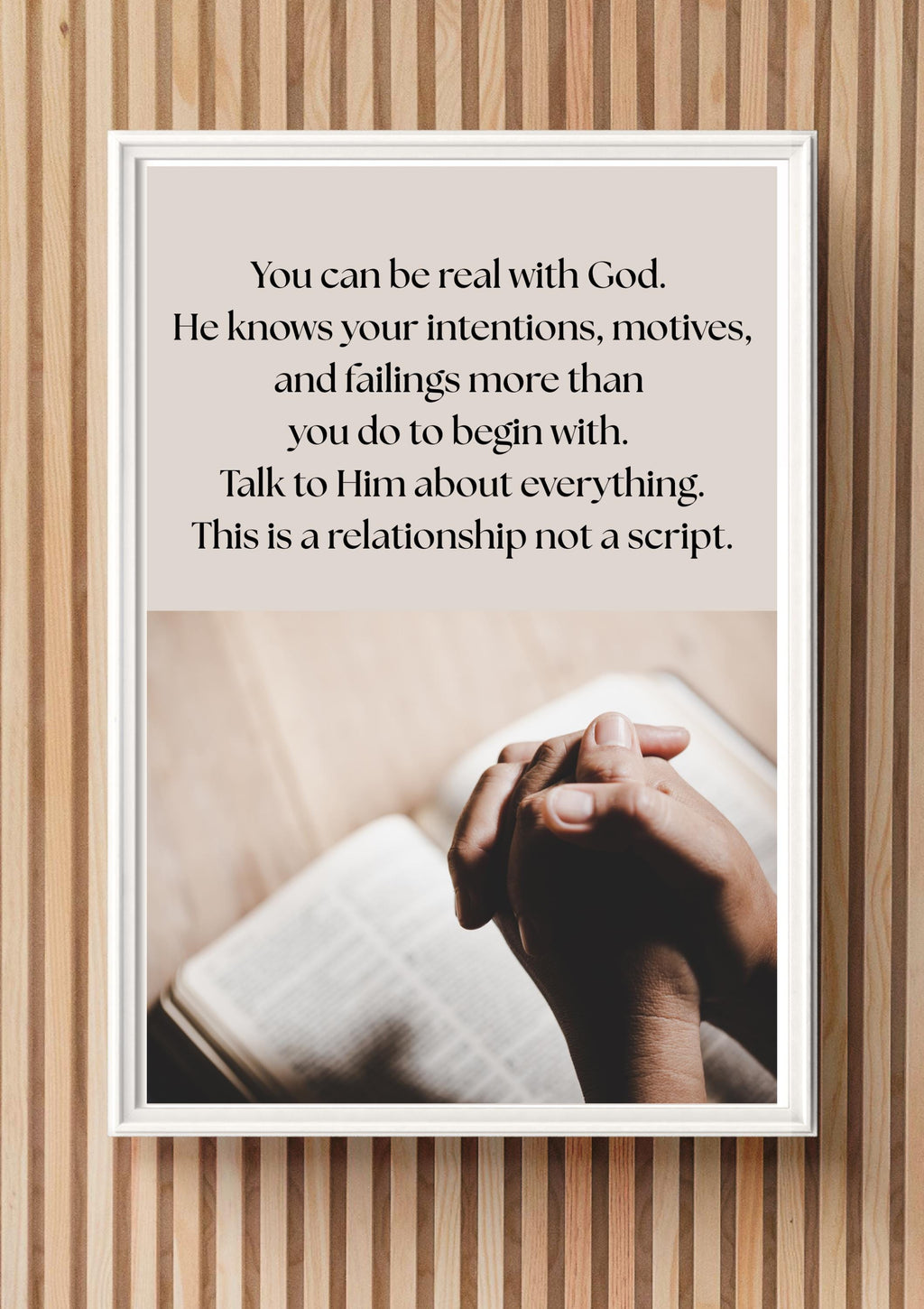 You Can Be Real printable, praying hands spiritual quote wall art, digital download