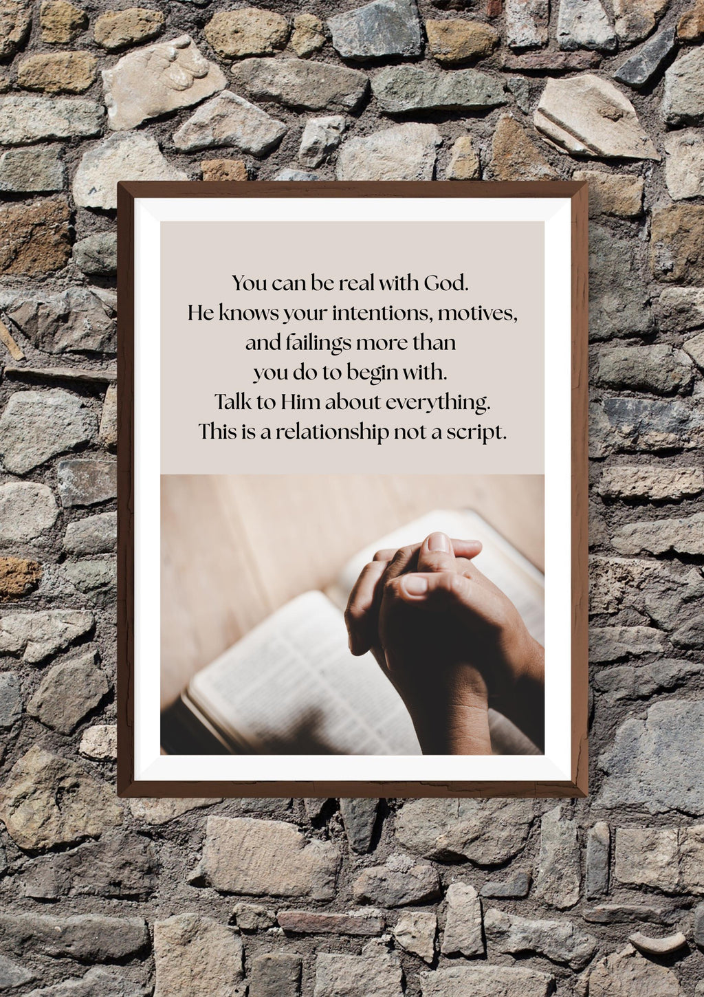 You Can Be Real printable, praying hands spiritual quote wall art, digital download