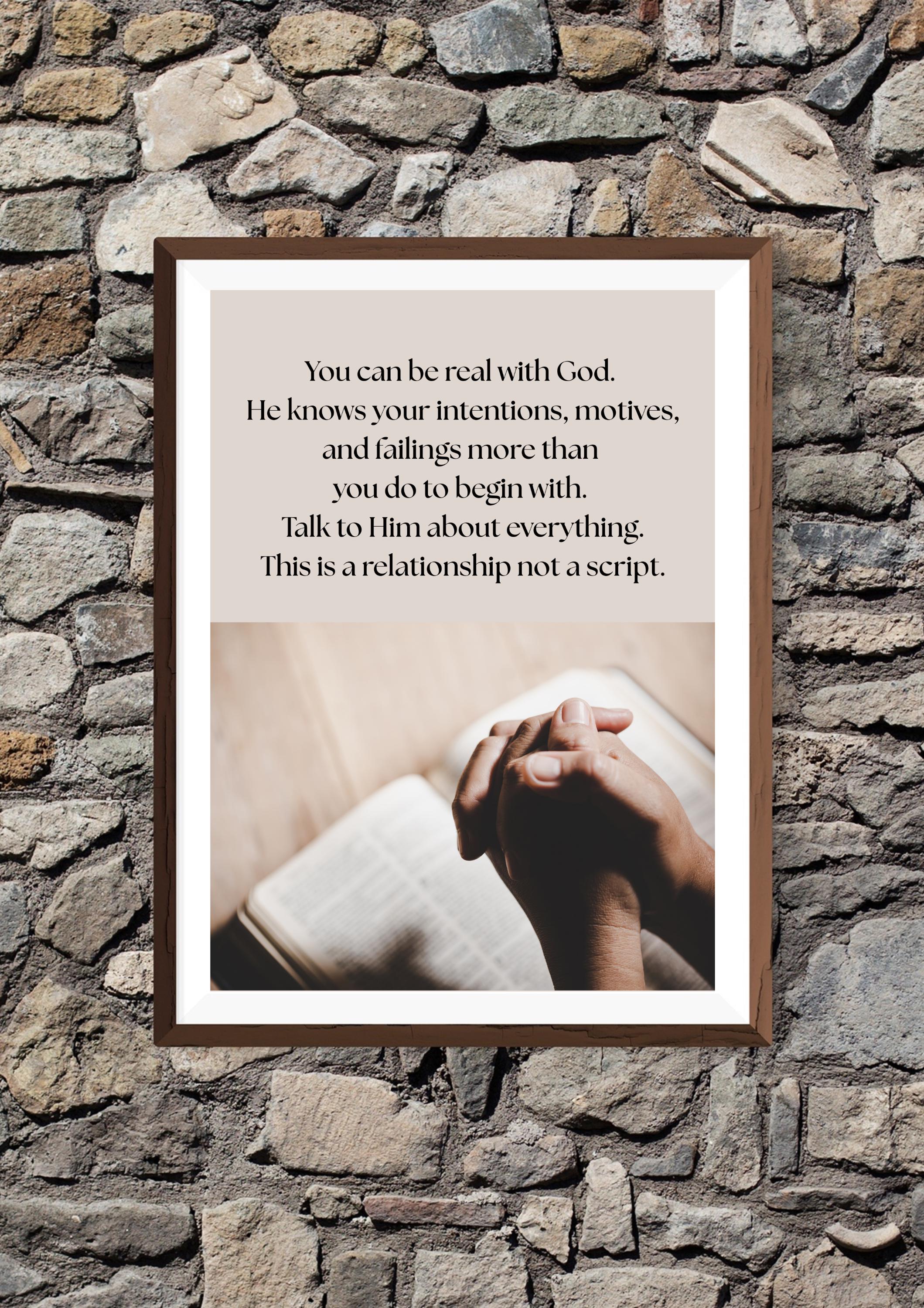 You Can Be Real printable, praying hands spiritual quote wall art, digital download
