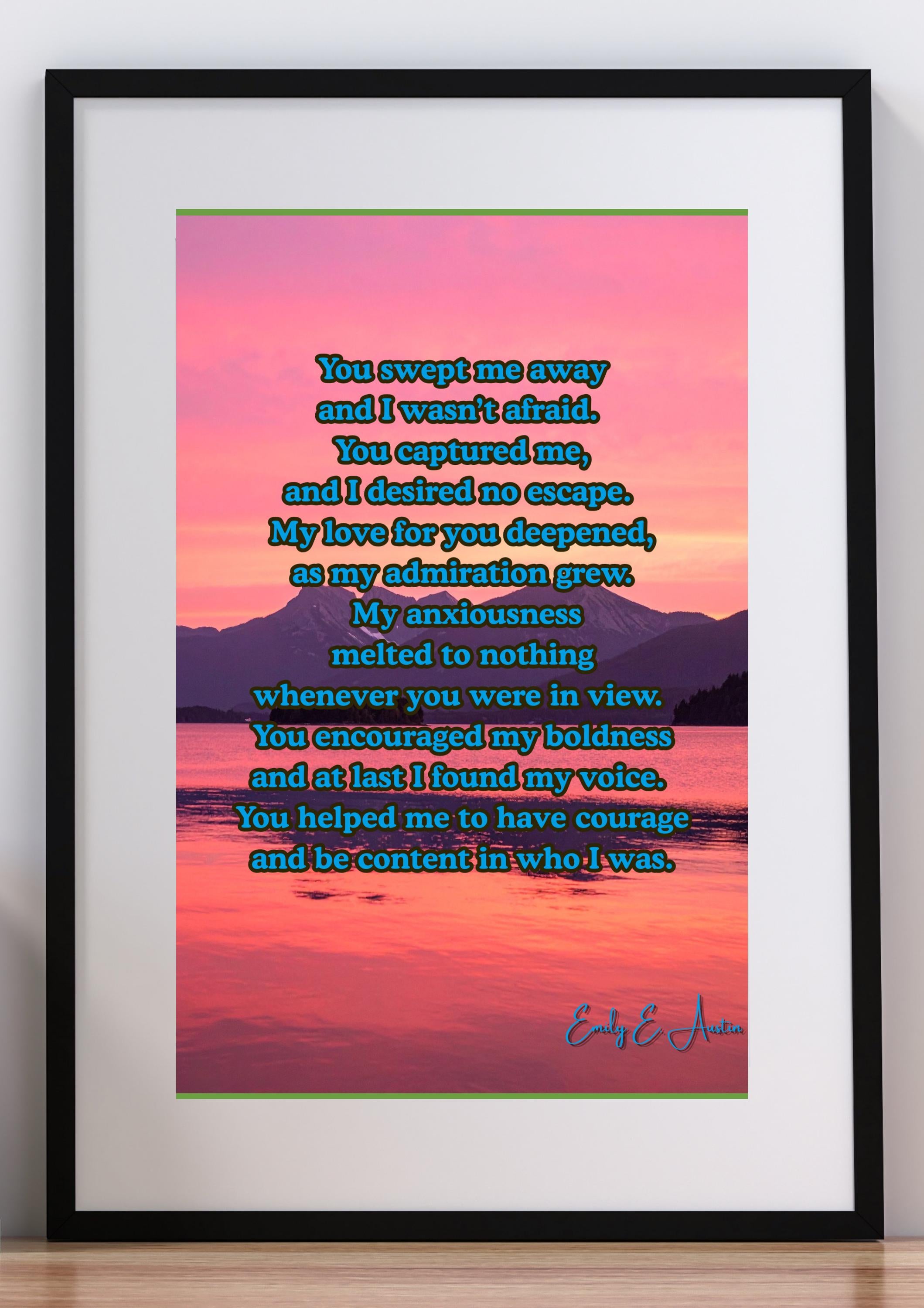 Love Poem Wall Art - "You Swept me Away" - Sunset Design - Printable Poster