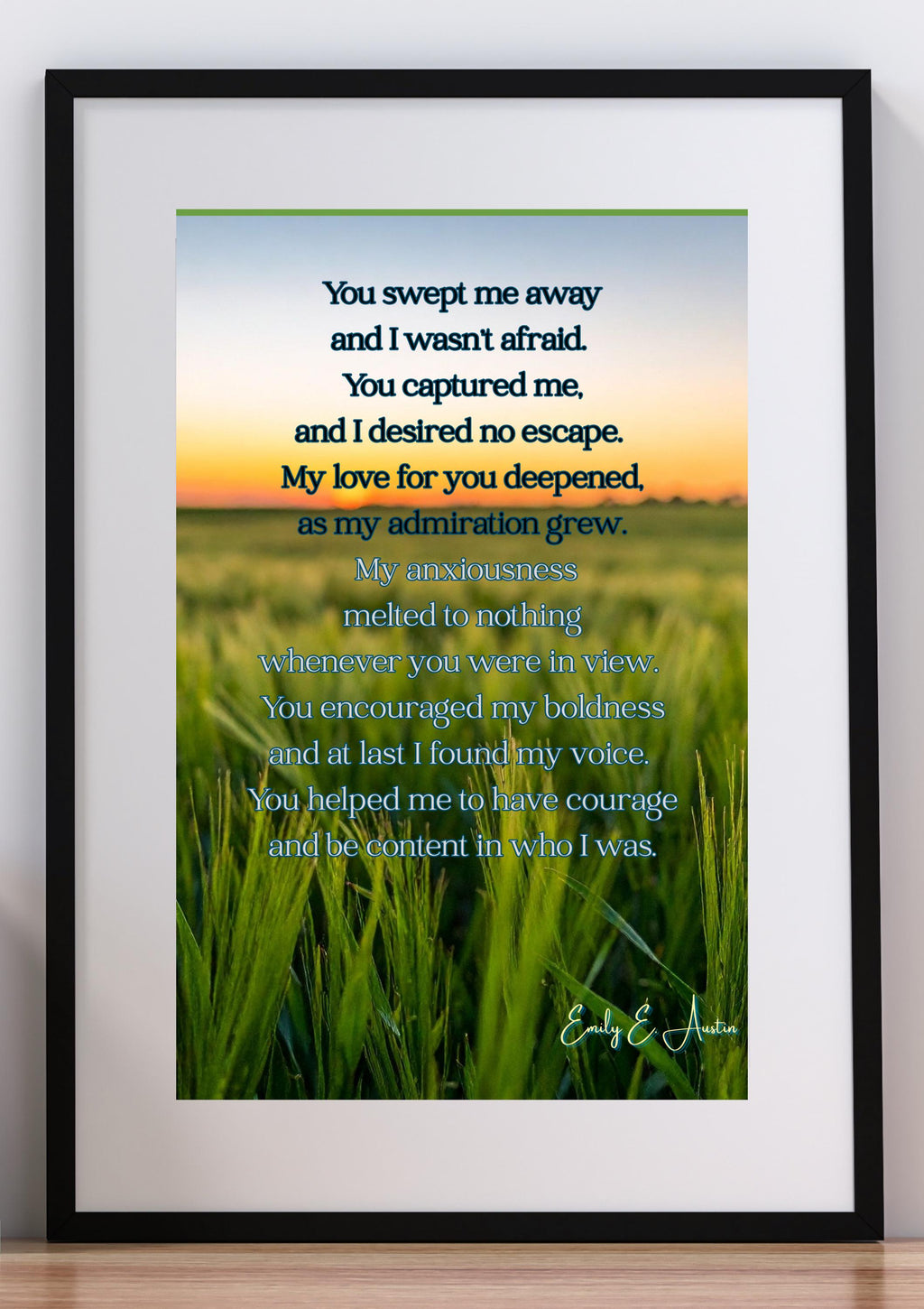 Romantic Love Poem Wall Art – "You Swept Me Away" Grass Field Design (Digital Download)