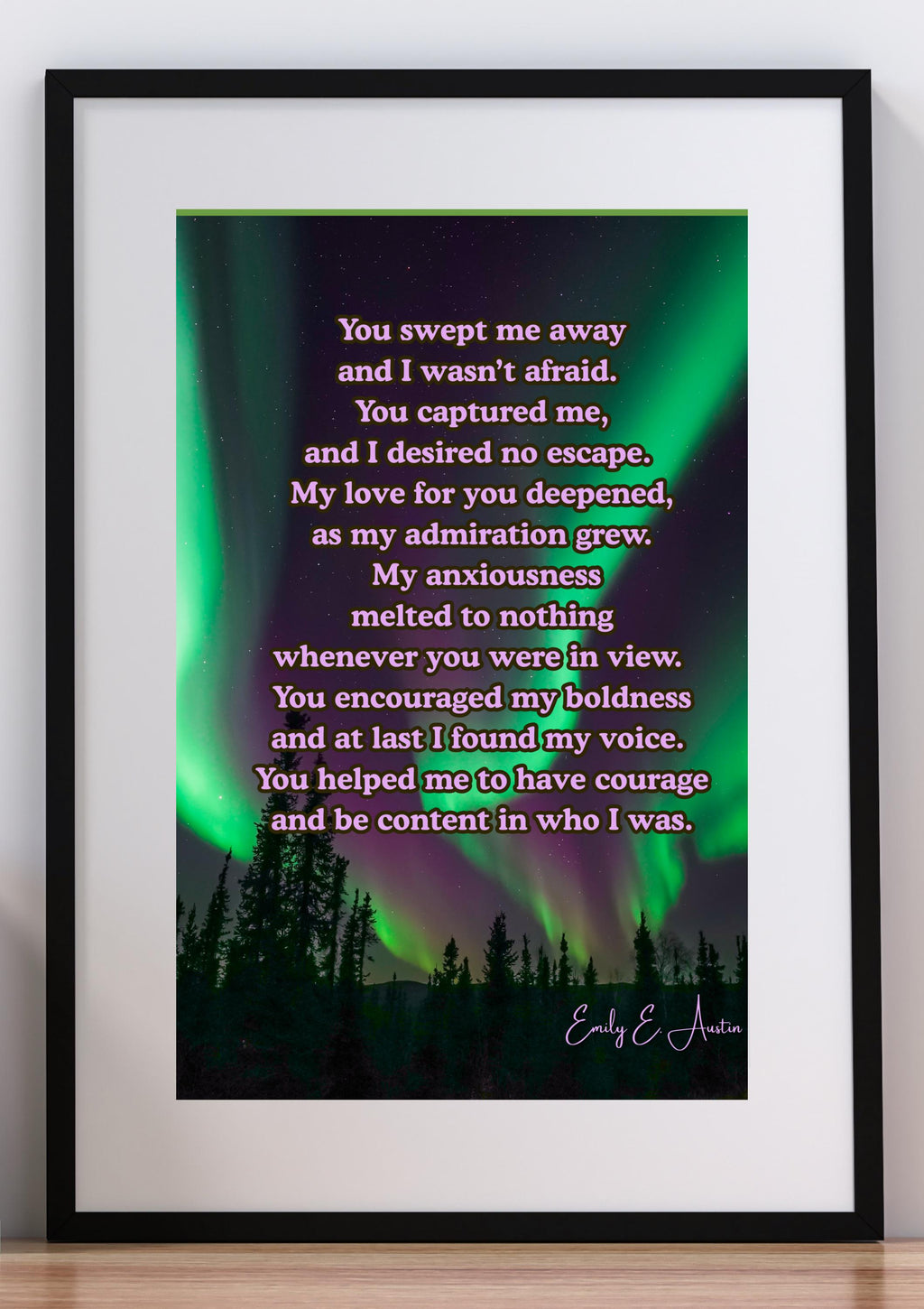 Romantic Poetry "You Swept Me Away" - Northen Lights Design - Printable Poster