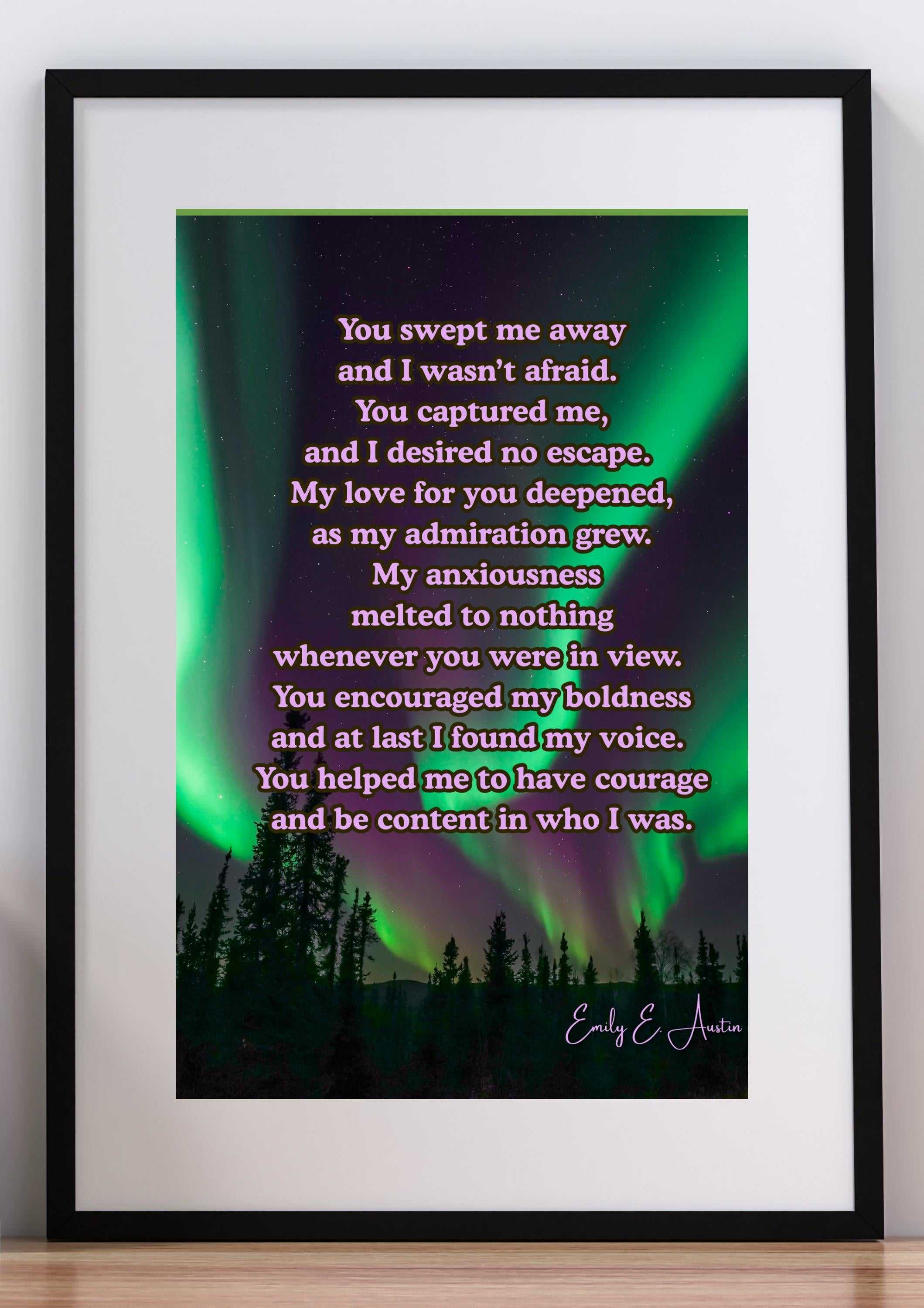 Romantic Poetry "You Swept Me Away" - Northen Lights Design - Printable Poster
